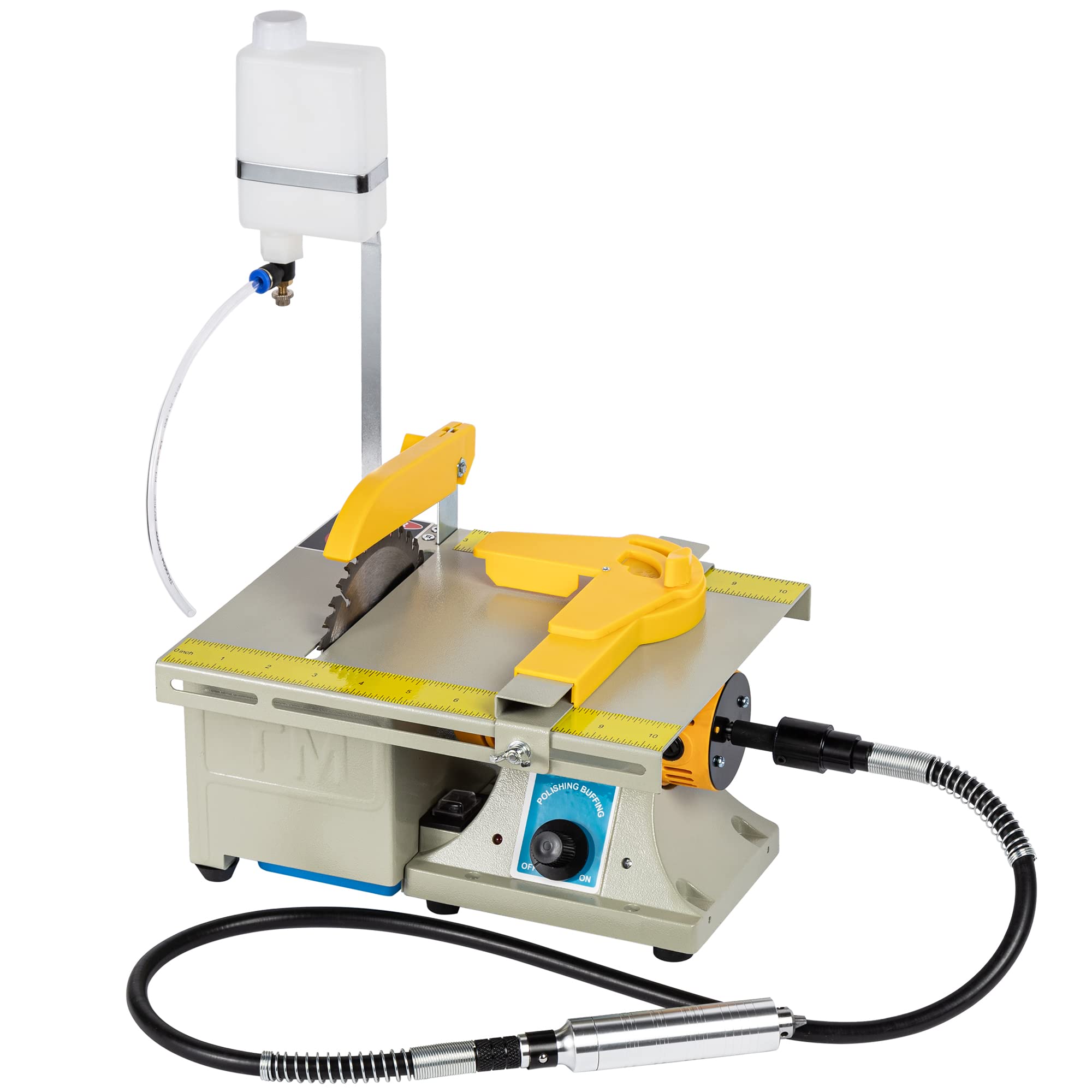 Professional 110V Mini Jewelry Lapidary Saw - DIY Rock Cutting & Polishing Machine with Flexible Shaft, 0-10000 RPM Benchtop Grinder for Gemstones, Left-Handed Use - Perfect for Jewelry Making, Stone Carving & Craft Projects