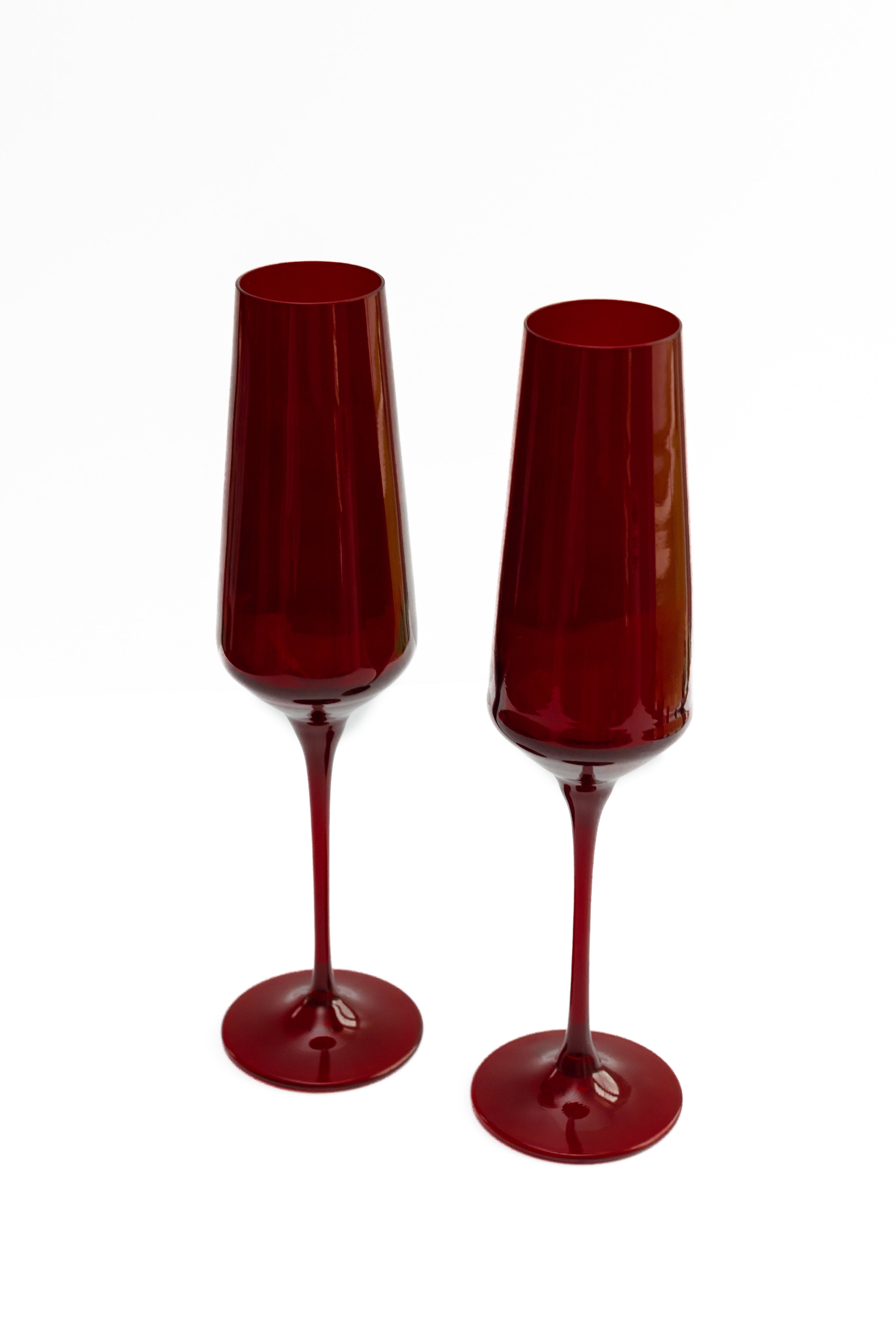 Estelle Colored Champagne Flute Set of 2 - Elegant Red Wine Glasses for Toasting, Celebrations & Romantic Dinners - Perfect for Weddings, Anniversaries & Special Occasions