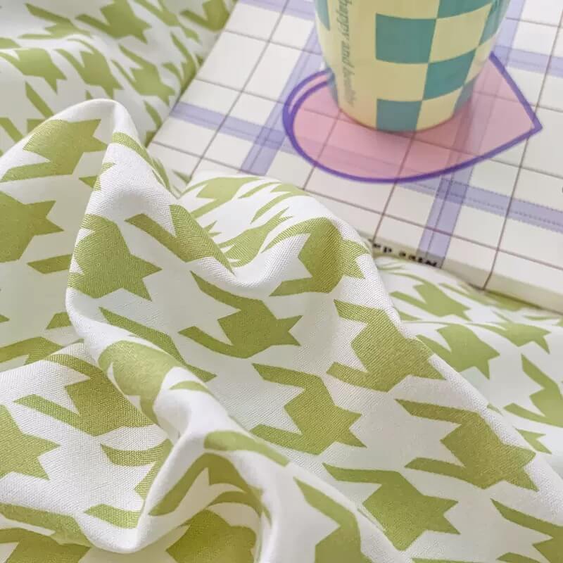 Stylish Dogtooth Check Korean Bedding Set 2.0 - Queen Size Luxury Bed Sheet Set for Modern Bedroom Decor | Perfect for Cozy Nights & Guest Room Styling