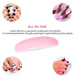 Perriha Mini Foldable LED UV Nail Lamp - Portable Nail Polish Dryer & Curing Light for Gel Polish, Acrylic & All Nail Paints (Pink) | Perfect for Home Manicures, Nail Salons & Travel
