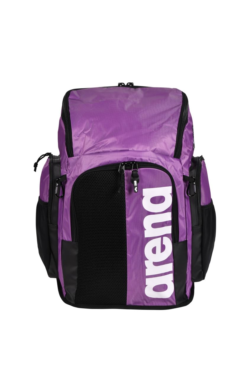 **ARENA Spiky III Backpack 45L - Large Waterproof Swim Bag for Swimming, Gym & Sports Training - Durable Gear for Men & Women Athletes - Purple - Perfect for Pool, Travel & Competition**