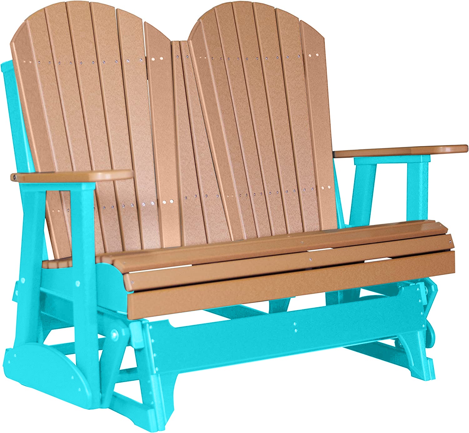 LuxCraft 4 ft. Cedar Recycled Plastic Adirondack Outdoor Glider Chair - Perfect for Patio, Garden, and Backyard Relaxation