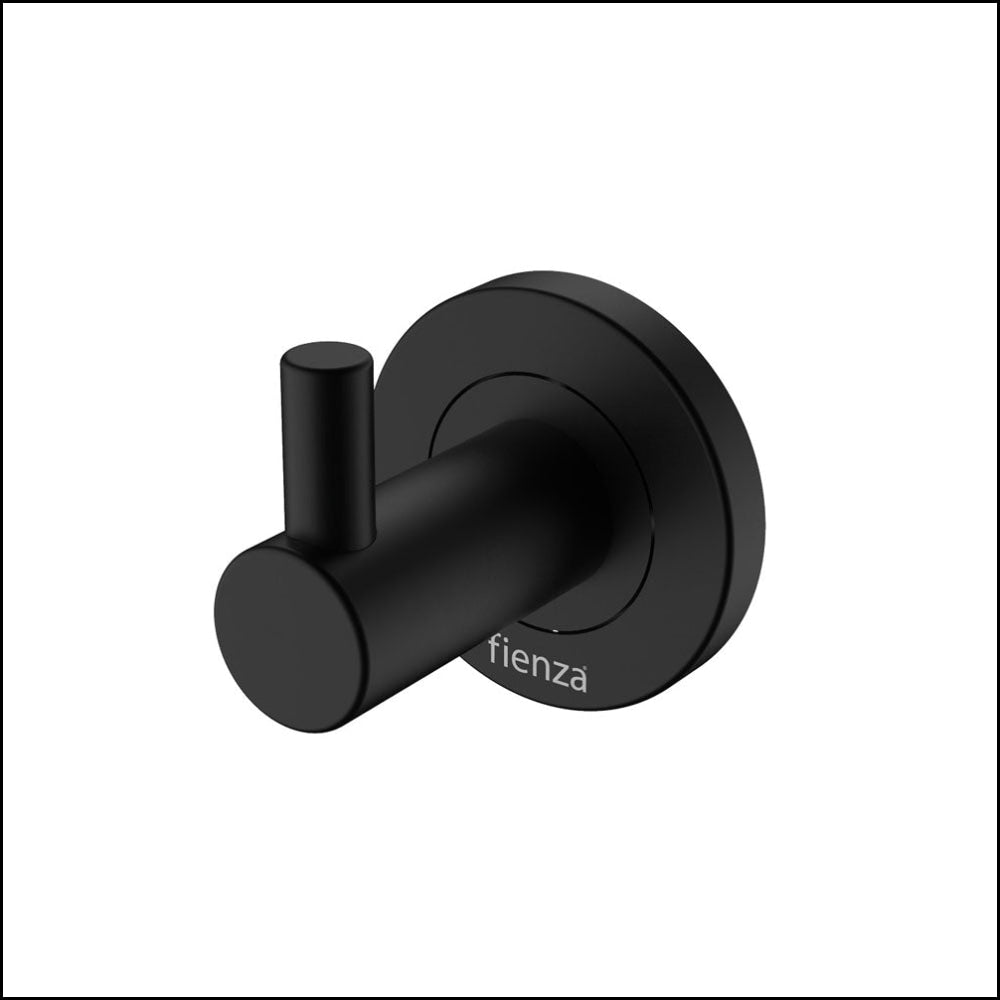 Fienza Kaya Robe Hook - Matte Black Wall Mounted Bathroom Towel Hook (82804MB) - Perfect for Bathroom, Bedroom, and Spa Organization