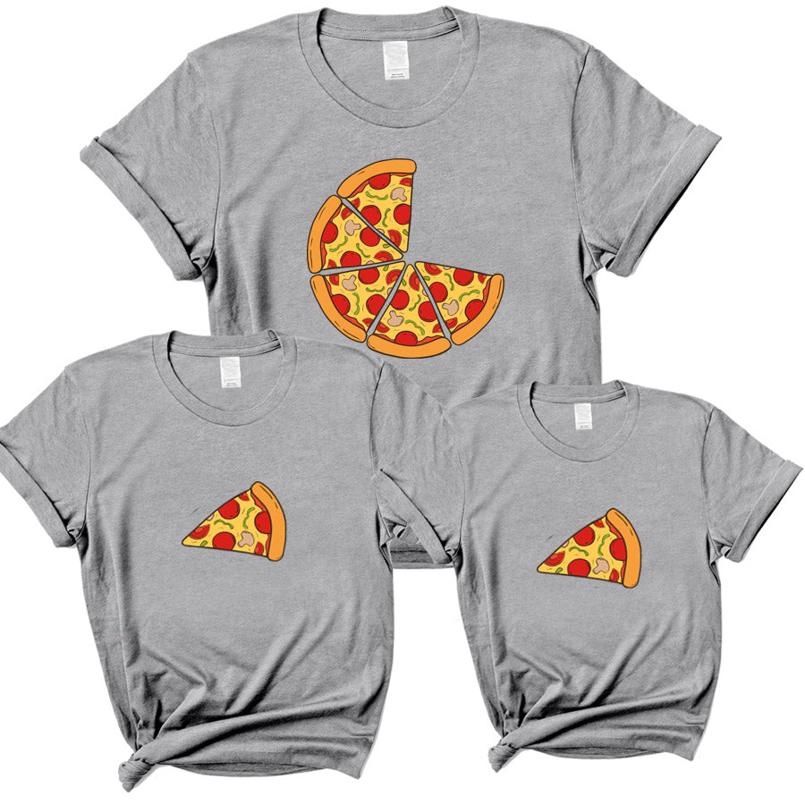 2 Slices Pizza Matching Heather Grey T-Shirts for Couples - Fun Matching Outfits for Pizza Lovers, Date Nights & Casual Wear