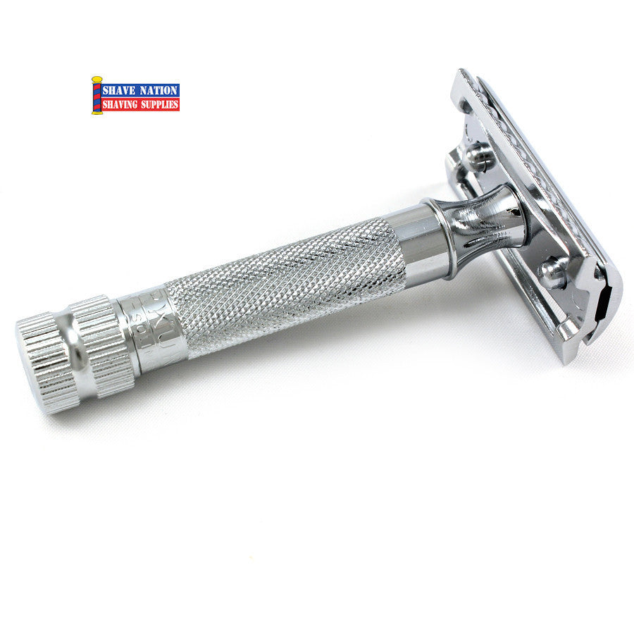 Merkur 34C HD Heavy Duty Safety Razor for Men - Double Edge Flat Bar Razor for Close Shaving - Perfect for Wet Shaving & Travel Grooming Kit