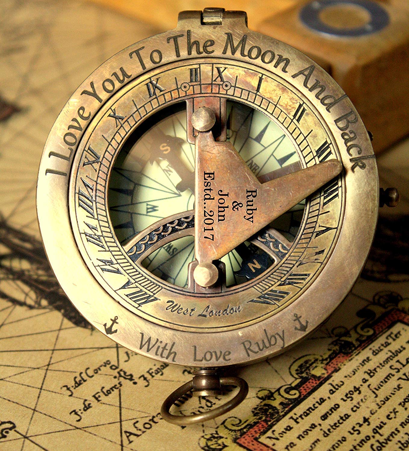 Personalized Engraved Sundial Compass - Unique Gift for Dad, Christmas, New Year, Graduation, Anniversary | Perfect for Outdoor Adventures, Hiking, Camping & Travel Gifts