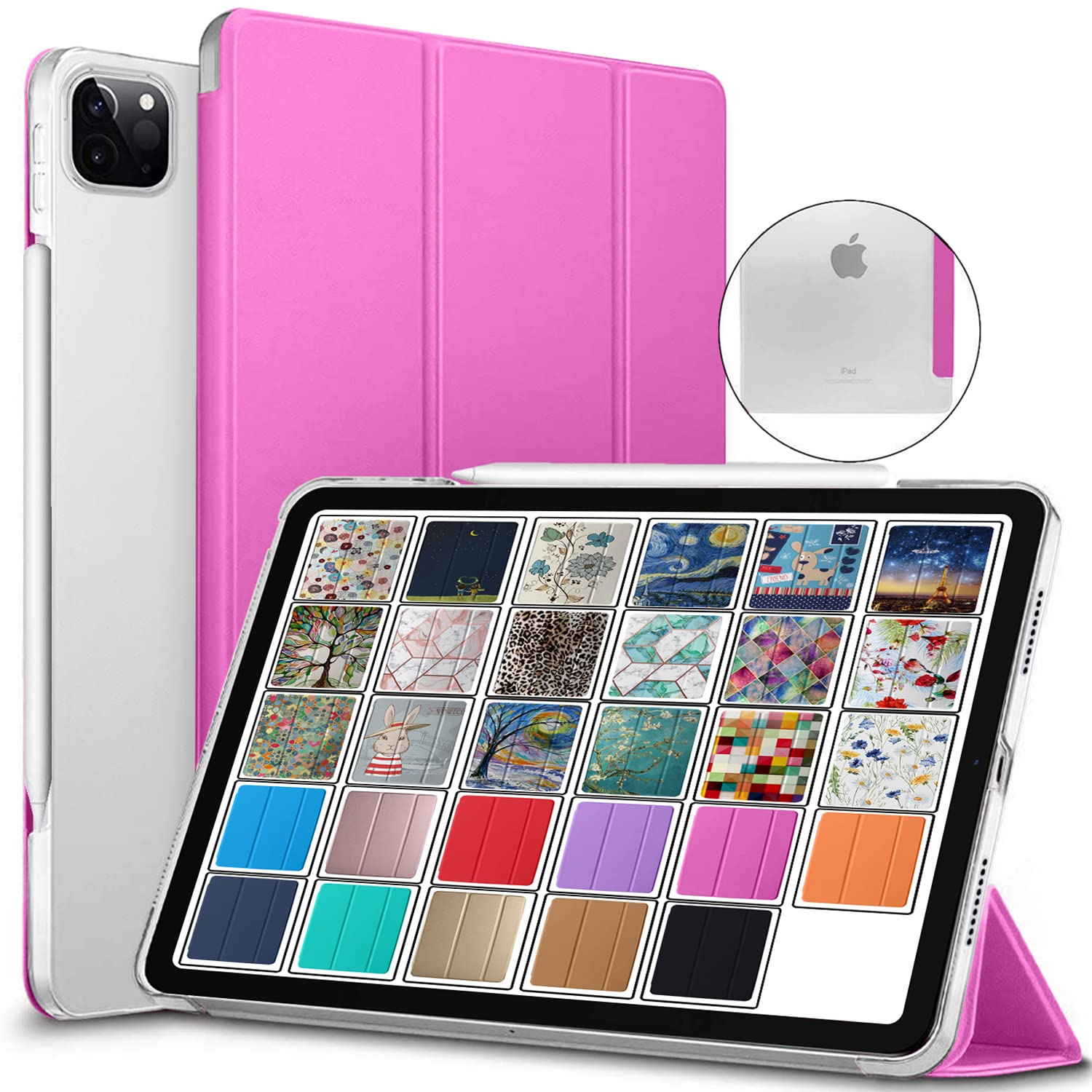 DuraSafe Slim Lightweight Protective Case for iPad Pro 11 2nd Generation (2020) - Frosted PC Dual Angle Stand Cover with Front & Back Protection - Light Magenta | Perfect for Work, Travel & Everyday Use