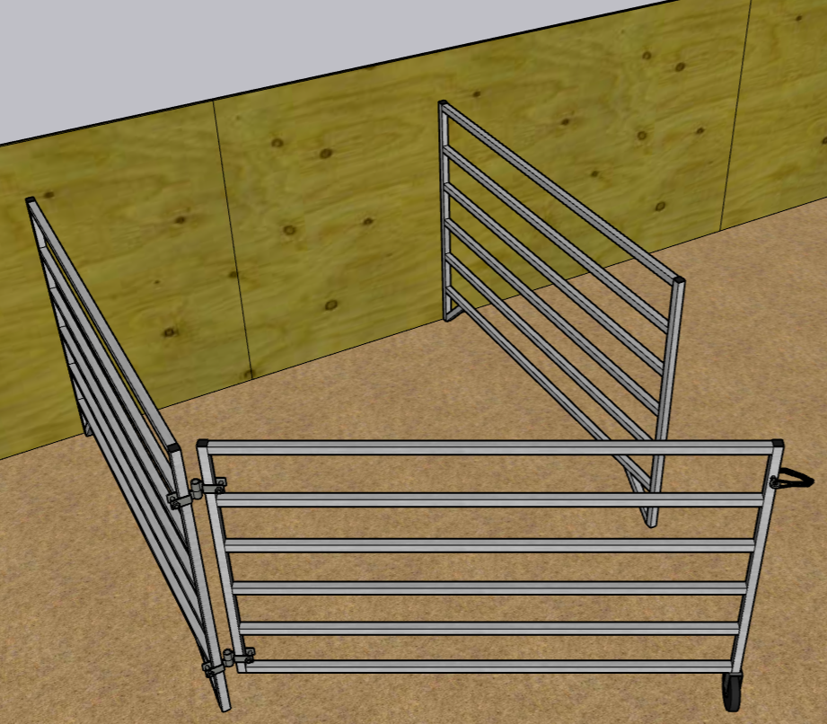 5x5 Ft Aluminum Wall Mounted Stall Kit with 6 Rails - Includes 2 Panels & 1 Gate for Horse Stalls, Barns & Livestock Enclosures