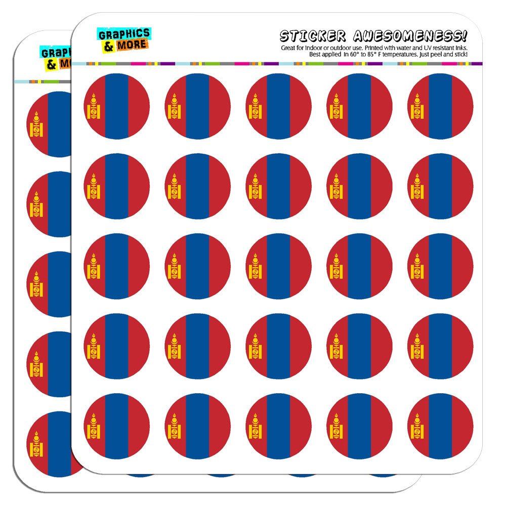 Mongolia National Flag 1 Inch Planner Stickers - Opaque Vinyl Decals for Scrapbooking, Journaling & Crafting - Perfect for Bullet Journals, Calendars & DIY Projects
