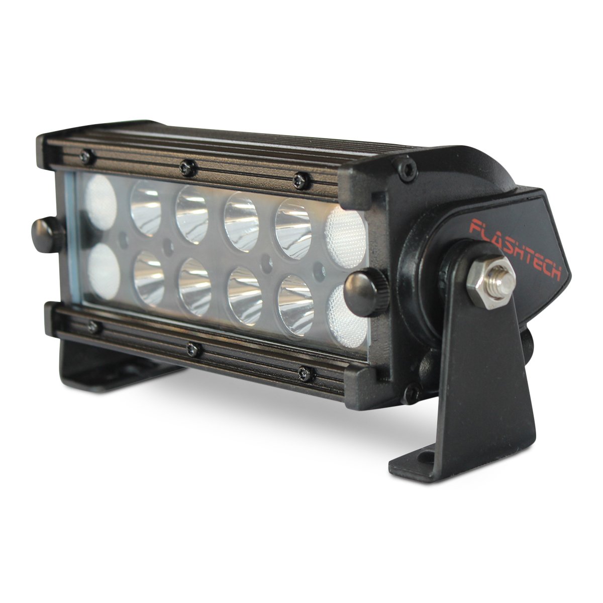 Flashtech 7 Inch Dual Row LED Off Road Light Bar Combo Driving Fog Light - Waterproof & Durable for Trucks, Jeeps, ATVs - Perfect for Night Off-Roading, Camping & Emergency Lighting