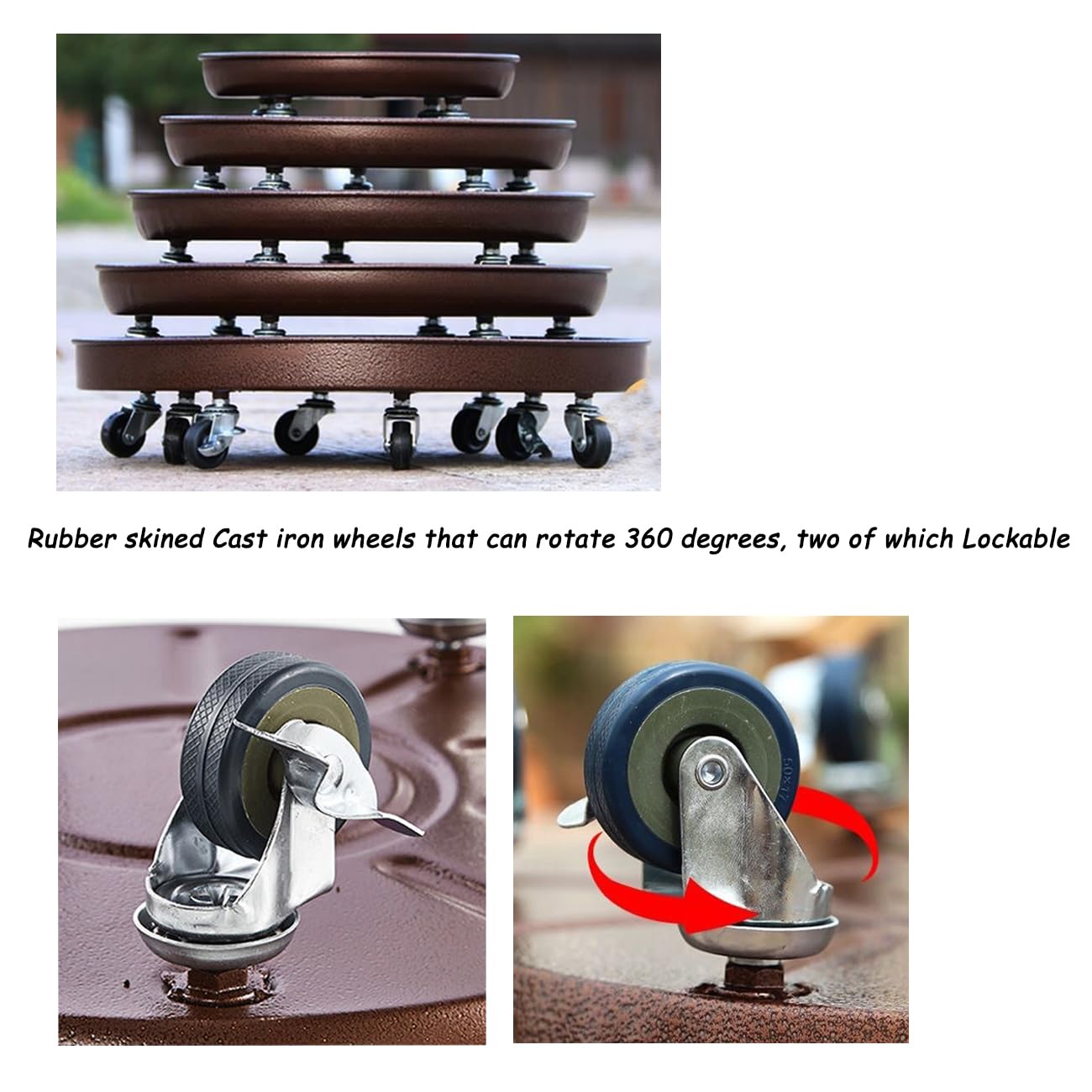 Heavy Duty Extra Large 18-Inch Metal Plant Caddy with Wheels - Rolling Plant Stand for Garden Pots, Flowerpots & Trays - Indoor & Outdoor Use - Perfect for Moving Large Plants on Patios, Decks & Greenhouses (Copper)