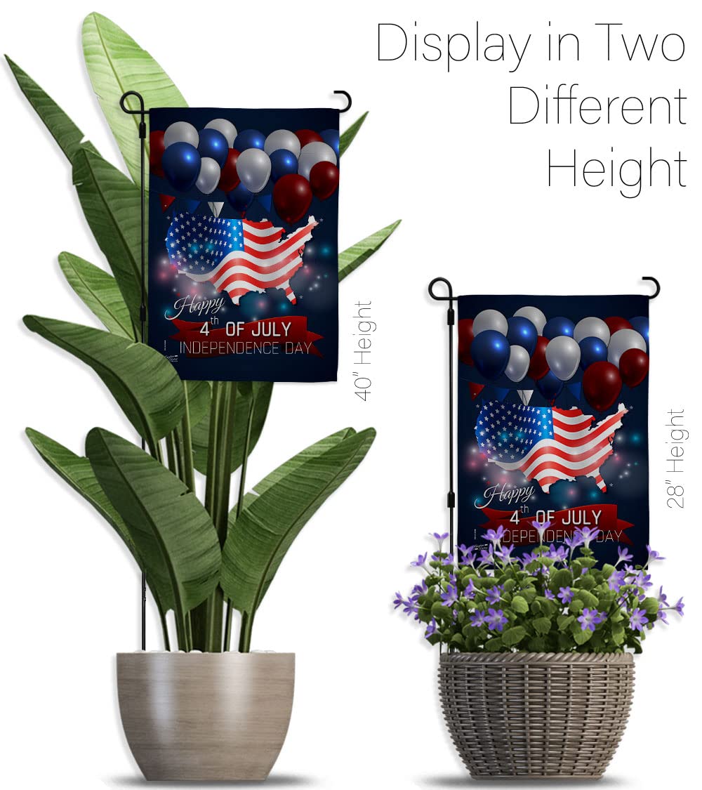 July 4th Garden Flag Set with Stand - Patriotic American Decor for BBQ & Yard