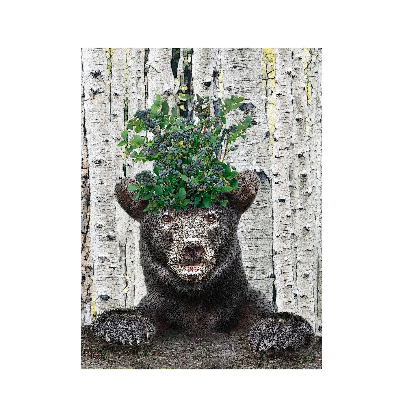 Premium Black Bear & Blueberries Tea Towel - Soft, Absorbent Kitchen Towel for Drying Dishes, Cleaning, and Decor - Perfect for Rustic Cabin, Camping, or Farmhouse Style Kitchens