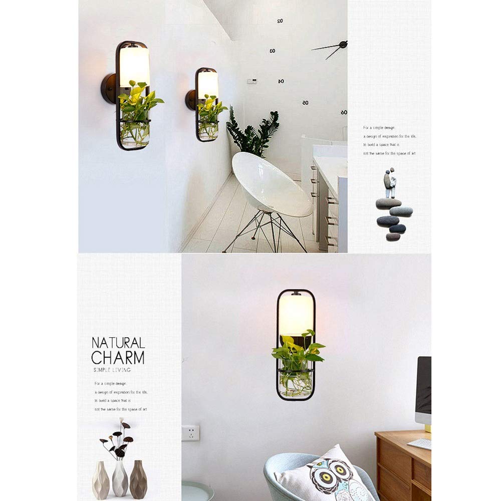 Modern Wrought Iron Wall Mount Lamp with Fabric Lampshade - 40W Glass Wall Light for Living Room, Bedroom & Hallway - Perfect for Bedside Lighting, Balcony, Corridor & Staircase Decor