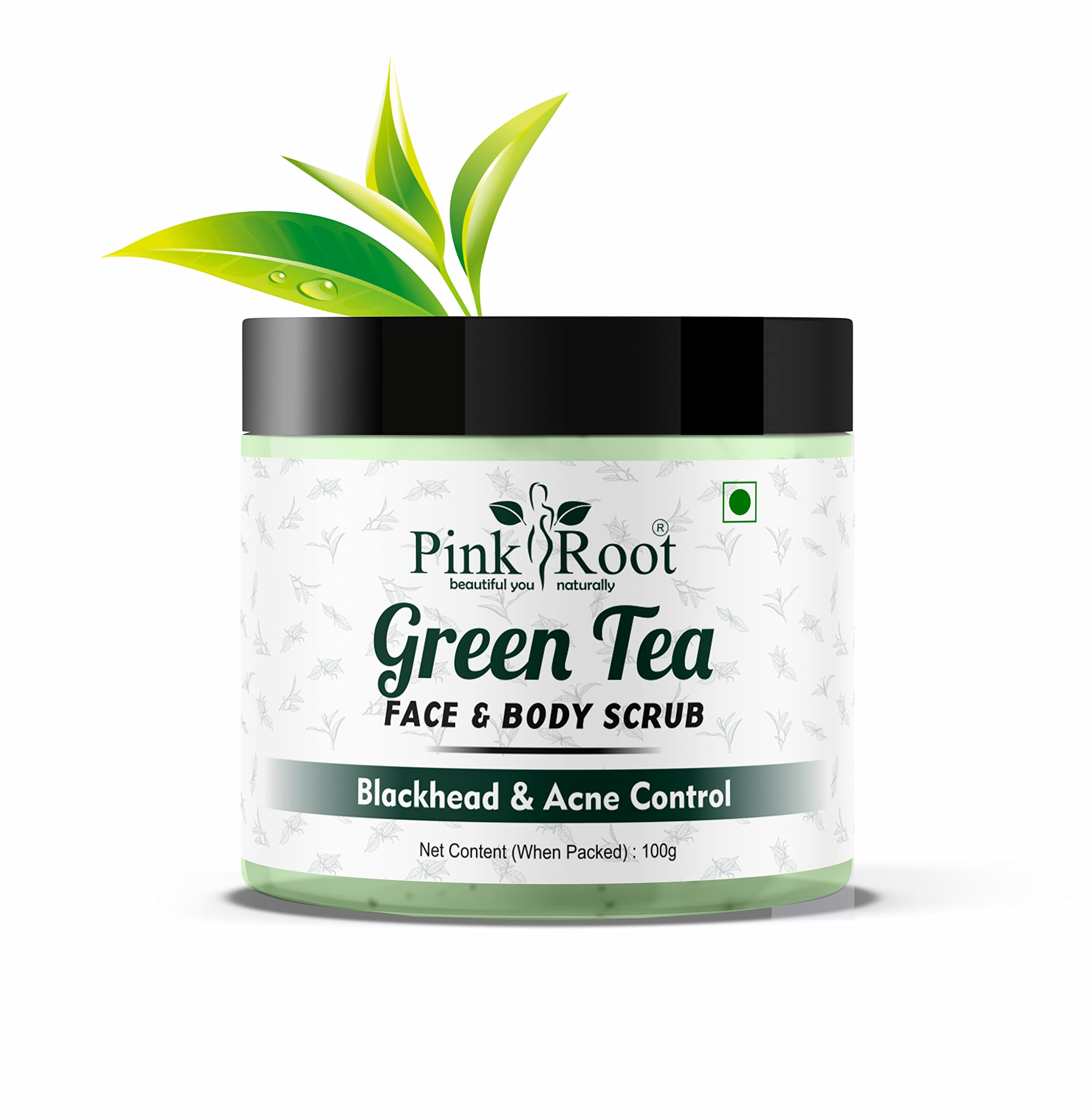 Organic Pink Root Green Tea Face & Body Scrub 100g - Exfoliating & Brightening Skincare for Glowing Skin - Perfect for Daily Use & Spa Days