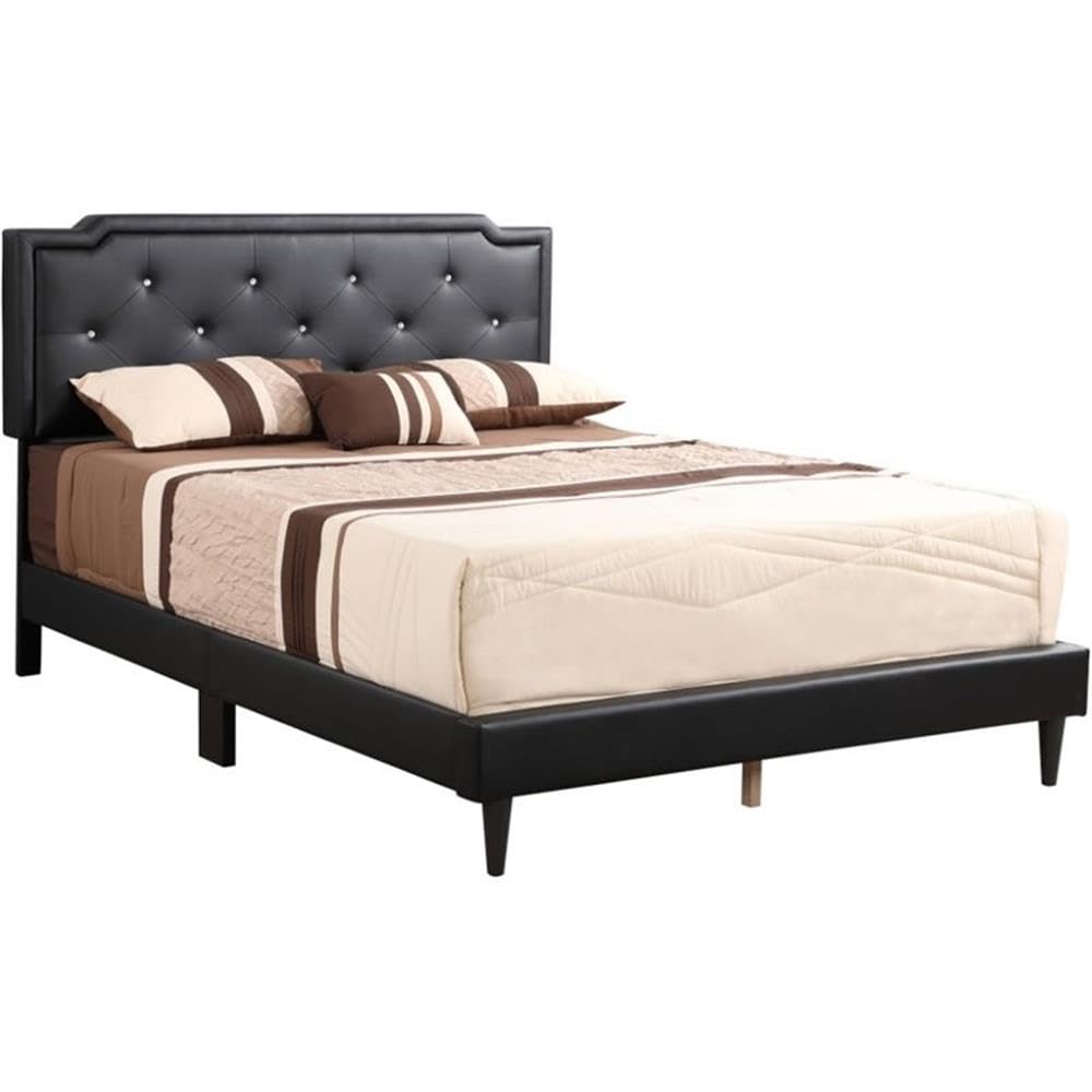 Deb Velvet Upholstered Queen Size Bed Frame in Black - Luxury Upholstered Bedroom Furniture for Modern & Contemporary Bedrooms
