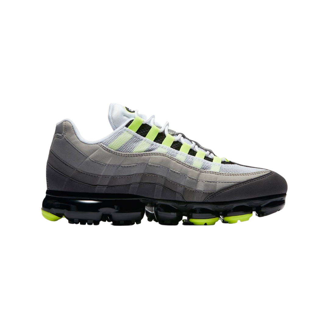 Nike Air VaporMax 95 OG Neon Sneakers - Black/Volt/Medium Ash/Dark Pewter/Dust Granite | Men's Running Shoes for Gym, Workout & Casual Wear