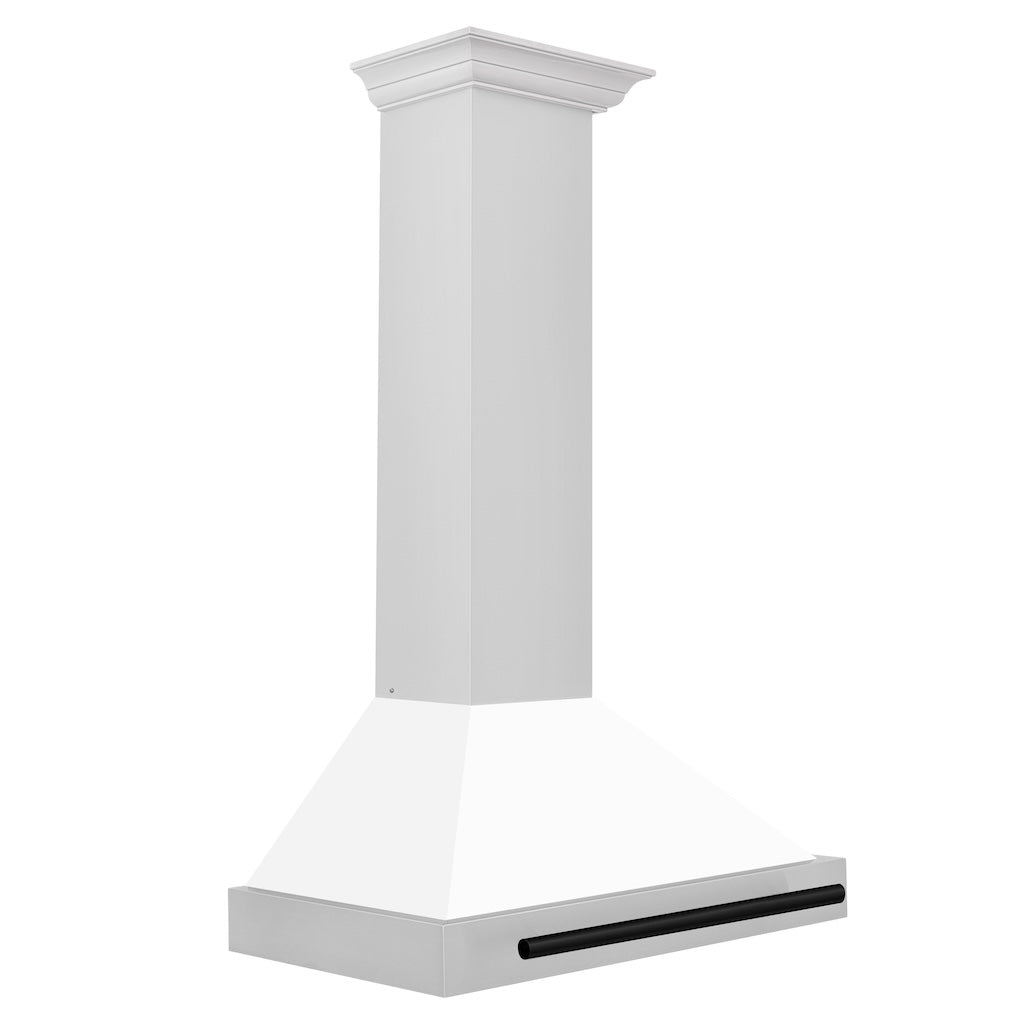 ZLINE KB4STZ WM MB Autograph Edition Convertible Stainless Steel Range Hood - White Matte Shell with Matte Black Accents | Professional Kitchen Ventilation for Modern Homes