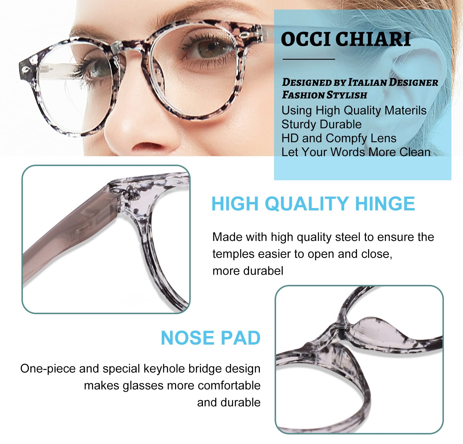 Blue Light Blocking Reading Glasses for Women - Anti Glare Computer Glasses with Spring Hinge - Reduce Eye Strain & Headaches - Perfect for Office Work, Screen Time & Reading Books