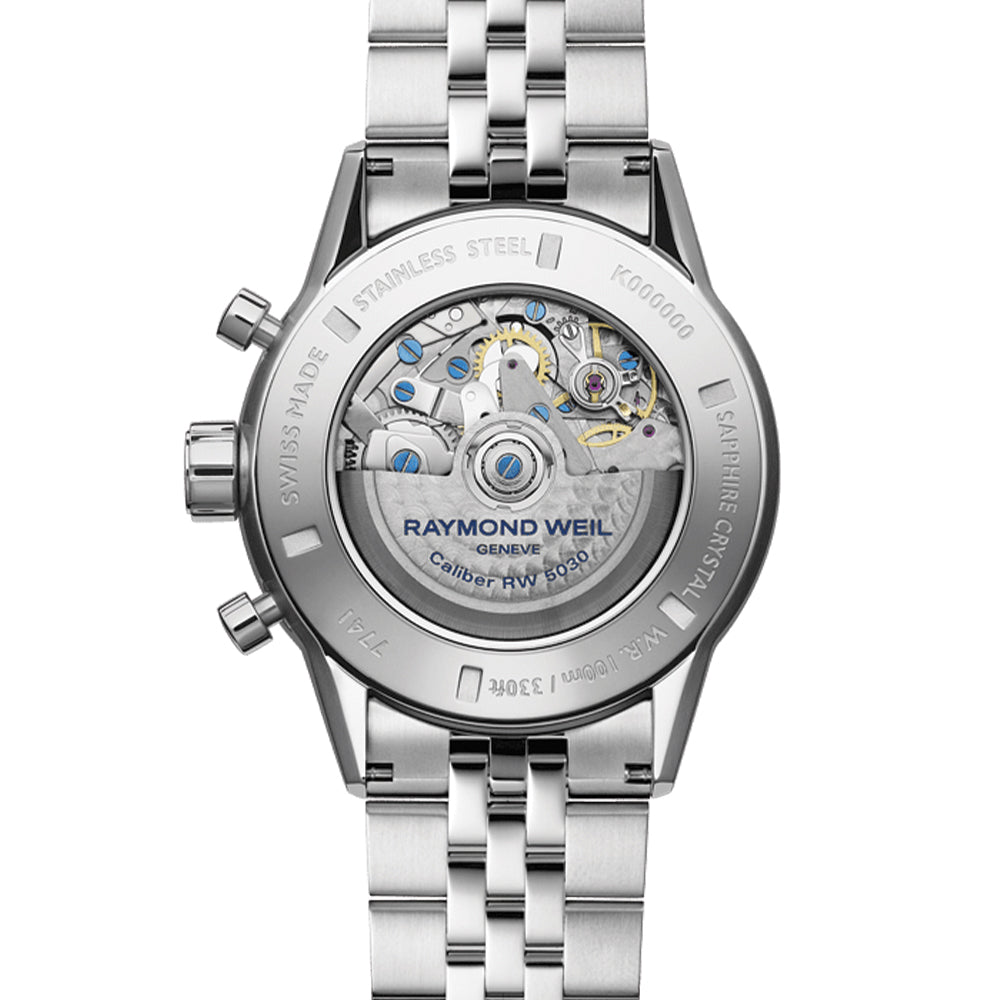 Freelancer Automatic Chronograph Watch - 43.5mm Ceramic Bezel, White Dial, Stainless Steel Bracelet - Perfect for Business, Casual & Formal Occasions