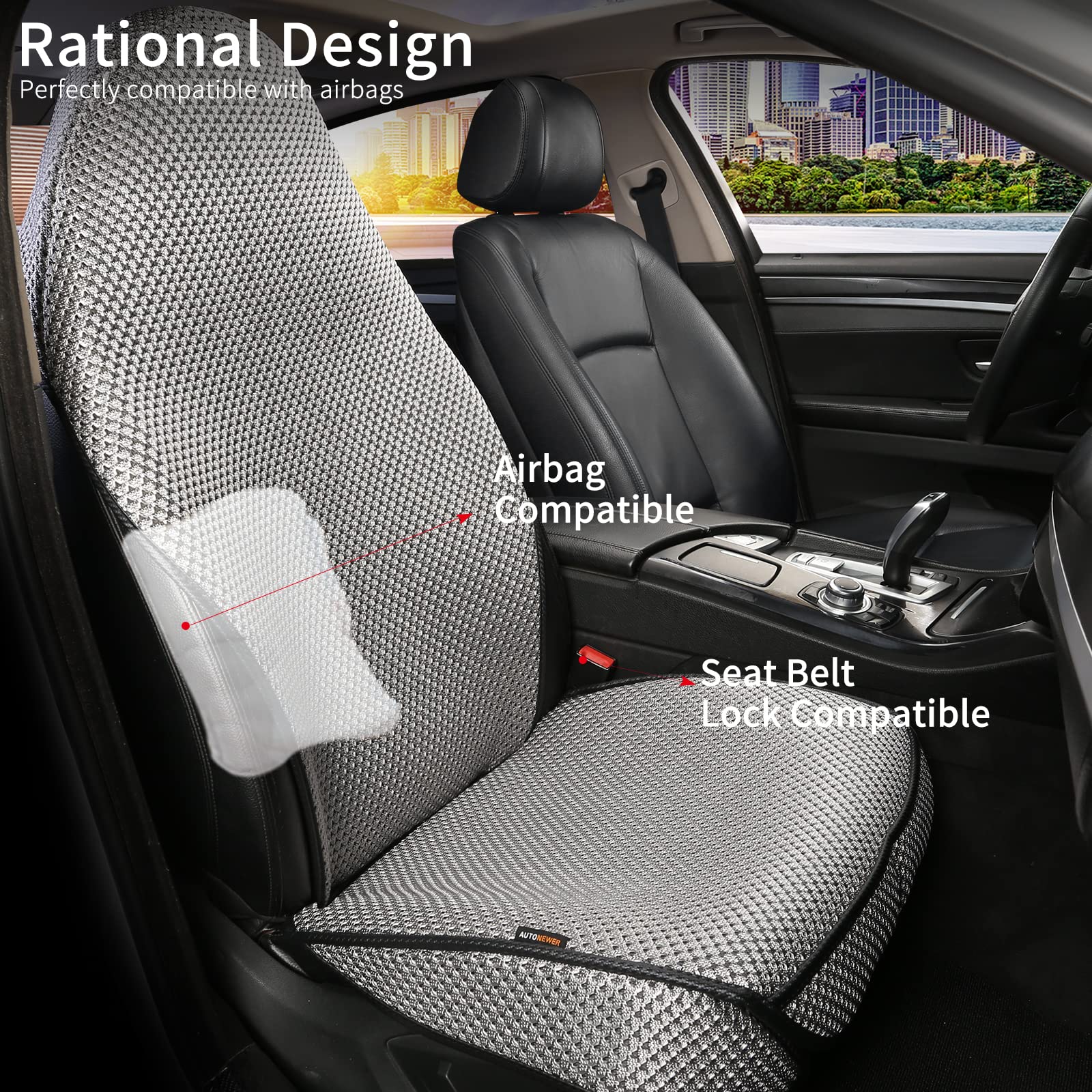 Premium Breathable Car Seat Covers - Universal Fit for 95% Vehicles (Grey, 1PC) | All-Season Luxury Auto Seat Protectors with Full Wrapped Edge Design | Perfect for Daily Commute, Road Trips & Protecting Leather Seats