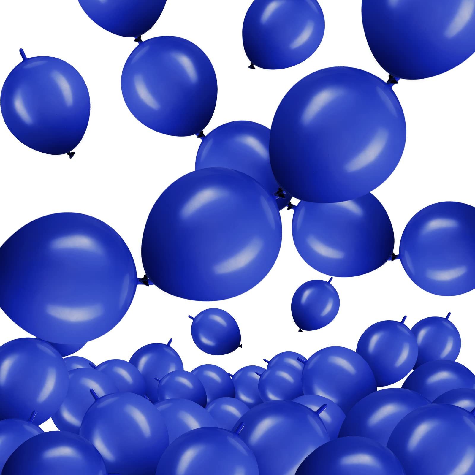 100 Pcs 10 Inch Quick Link Balloons - Latex Linkable Balloons for Wedding, Party & Event Decorations (Dark Blue) - Perfect for Ceiling Garlands, Balloon Arches & Photo Backdrops