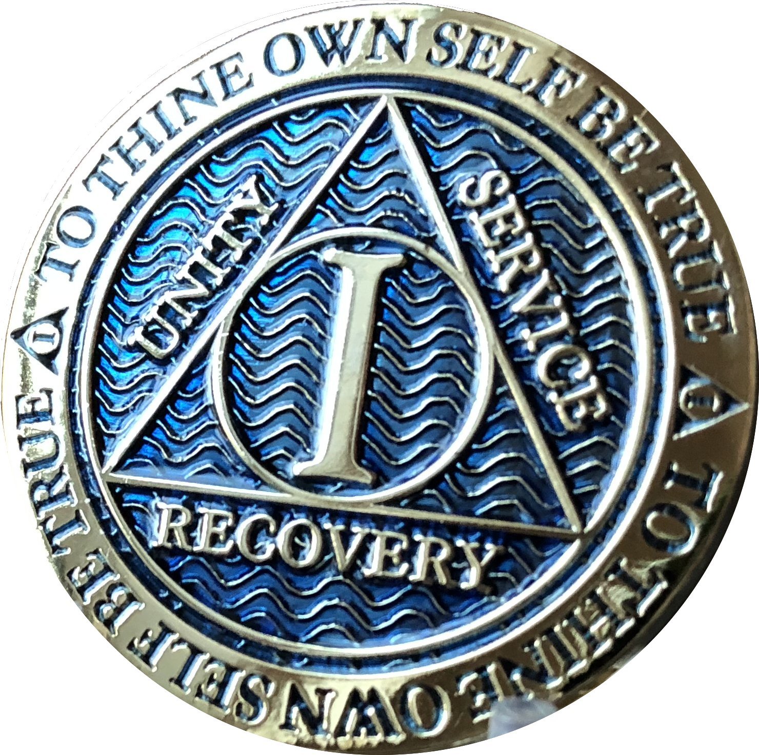 1 Year AA Medallion - Dusty Blue & Gold Plated Chip for Collectors, Gifts & Jewelry Making | Perfect for Anniversaries, Birthdays & Keepsakes