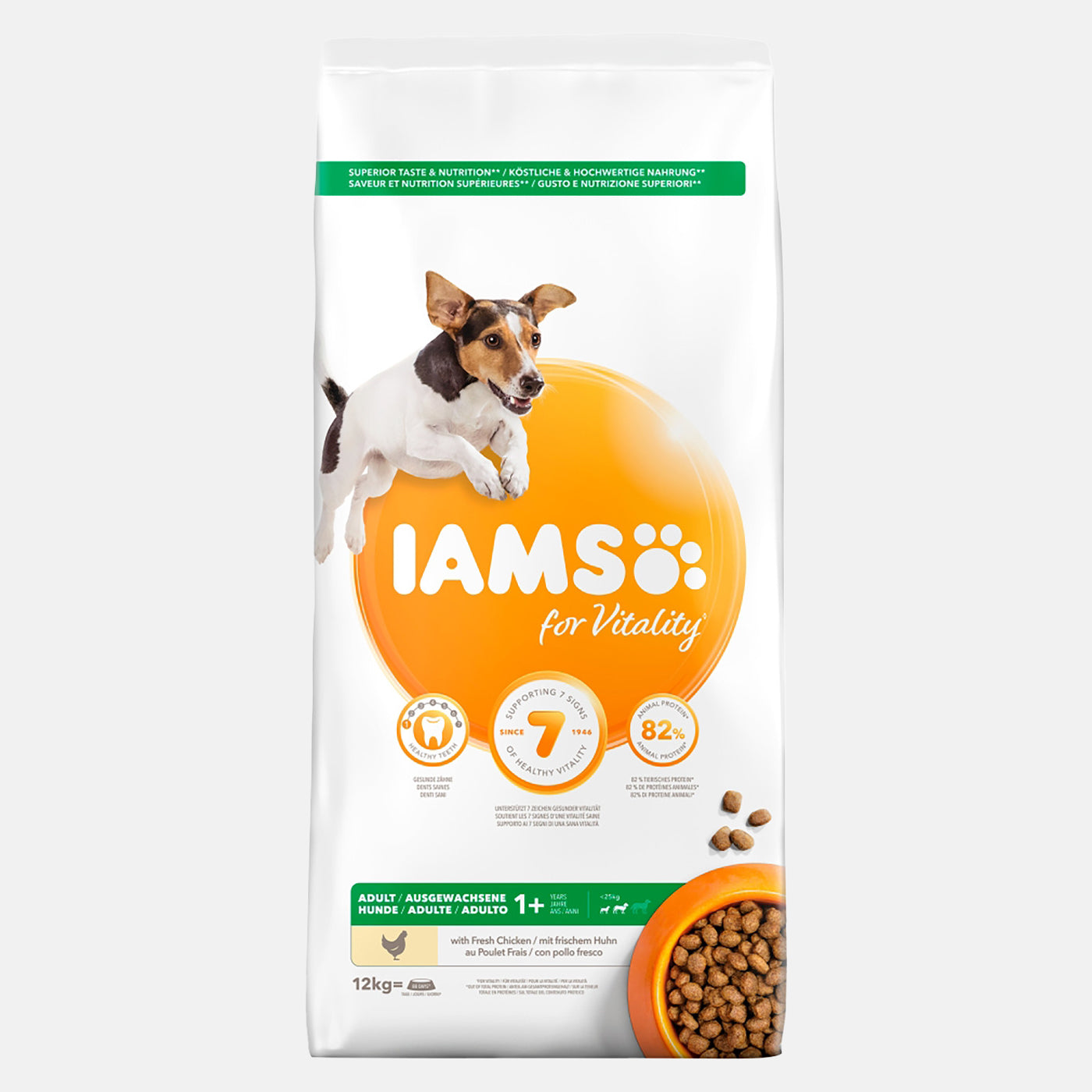 IAMS Vitality Small & Medium Breed Adult Dry Dog Food with Real Chicken - High Protein Nutrition for Active Dogs - Perfect for Daily Feeding & Training Rewards