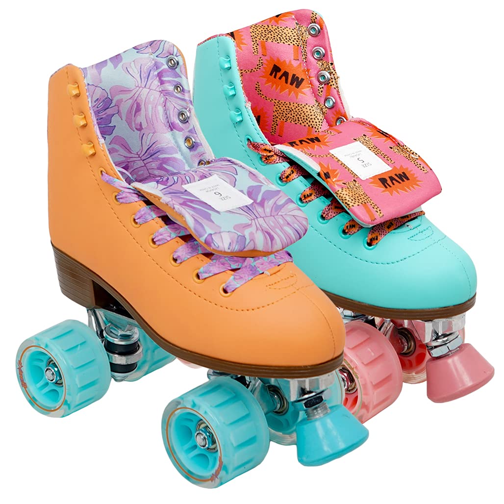Lenexa Savanna Roller Skates for Kids & Women - Adjustable Quad Roller Skates for Girls & Adults - Perfect for Indoor & Outdoor Skating, Rinks, Parks & Birthday Parties
