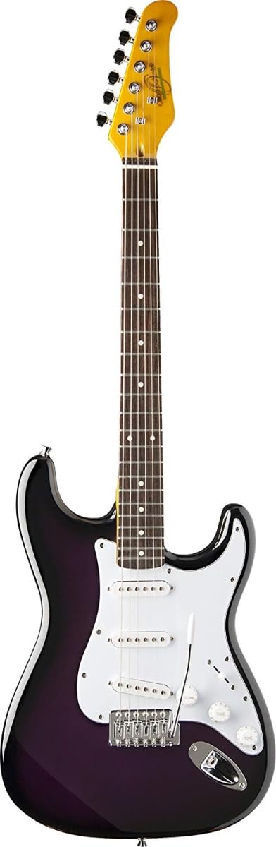 Oscar Schmidt OS-300-PS-A 6 String Double Cutaway Electric Guitar with SSS Pickups - Purple Sunburst Finish, Right-Handed | Perfect for Beginners, Live Performances & Home Recording Studios