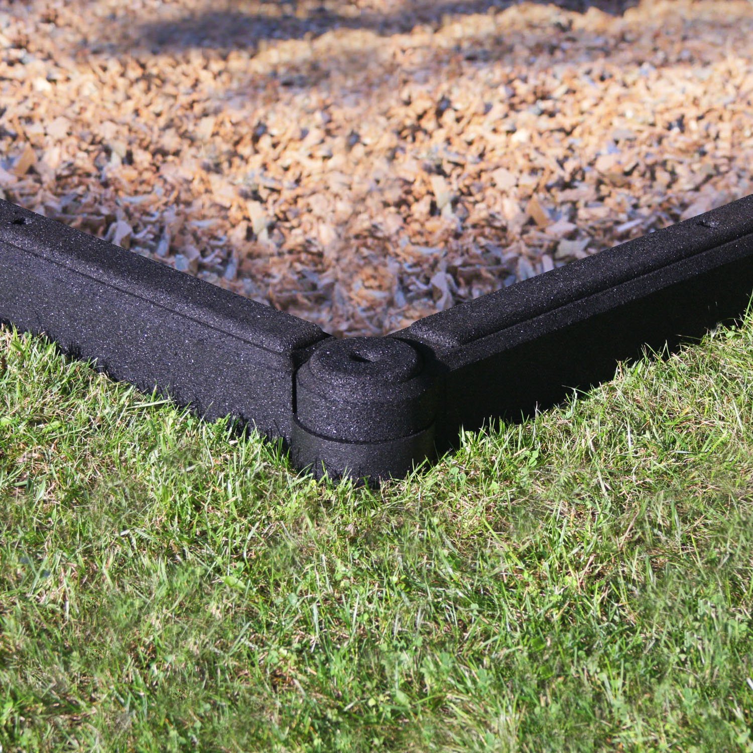 4 Foot Rubber Landscape Edging Border - Pack of 4 - Heavy Duty Black Garden Edging for Landscaping, Playgrounds & Outdoor Projects - Perfect for Yard Borders, Flower Beds & Play Areas