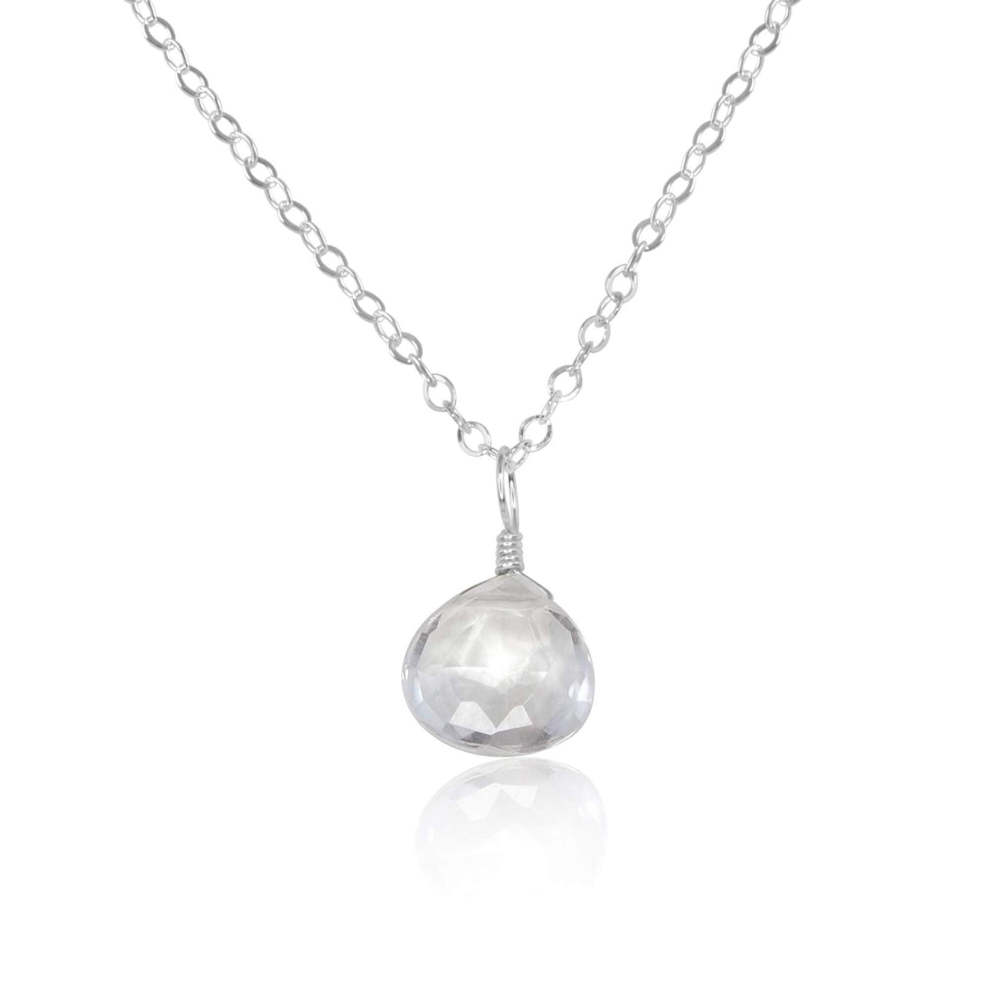 Elegant Tiny Crystal Quartz Teardrop Pendant Necklace - Dainty Healing Stone Jewelry for Women, Perfect for Everyday Wear, Gifts & Spiritual Healing
