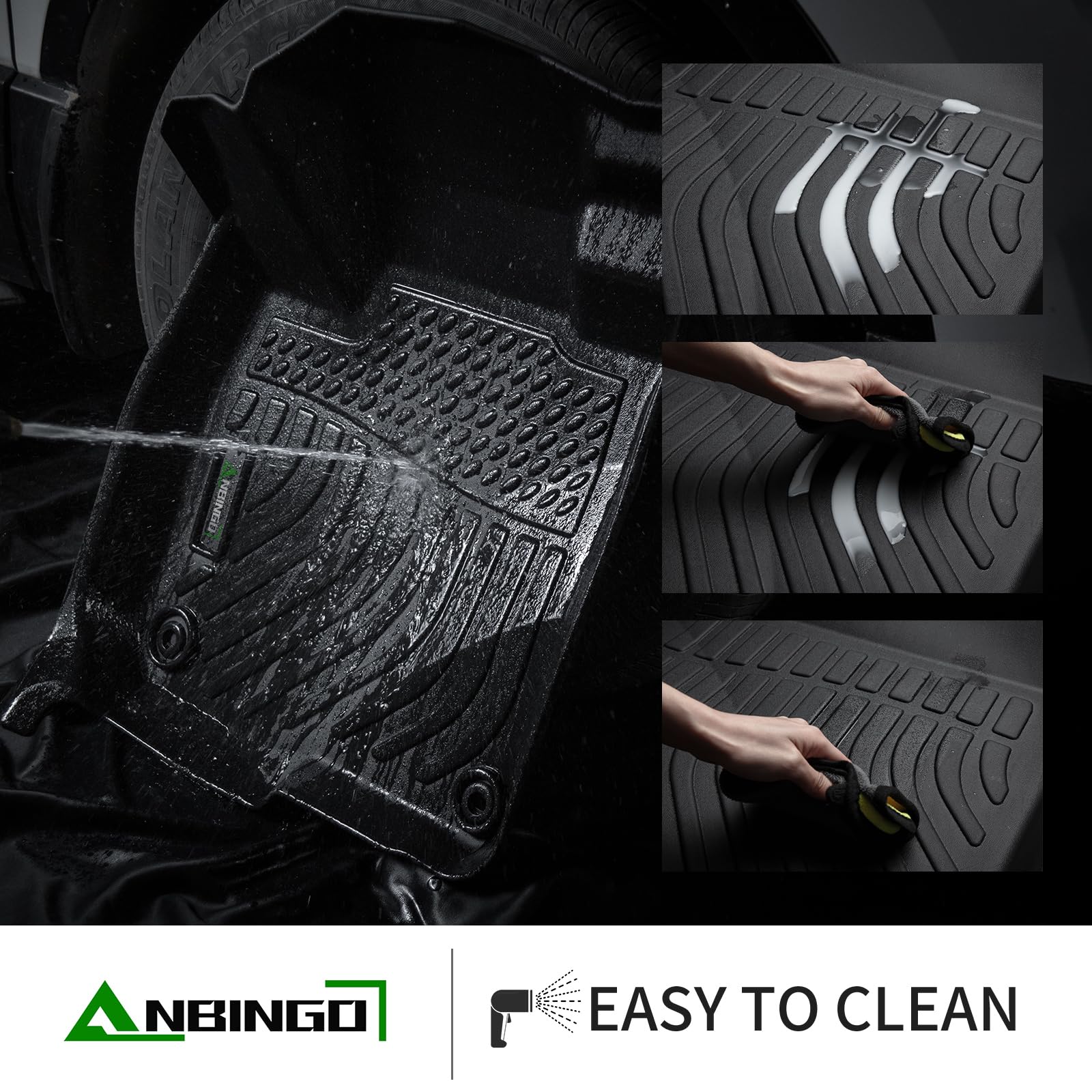 ANBINGO® Waterproof All-Weather Floor Mats for VW Golf MK7 (2015-2021) - Full Set Front & Rear Custom Fit Car Mats - Golf/Golf Alltrack/GTI/R/Sportwagen Accessories - Durable Black Floor Liners for Driving Comfort & Car Protection