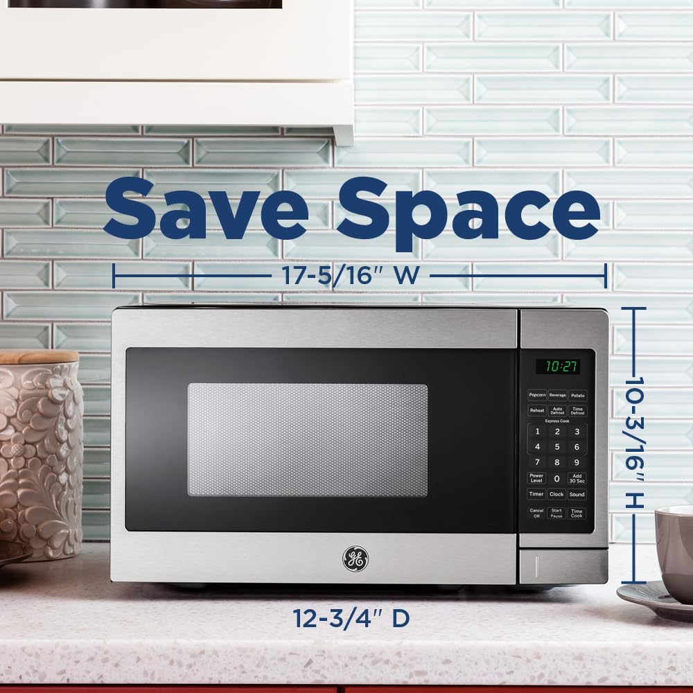 GE 0.7 Cu. Ft. 700W Countertop Microwave Oven - Compact Black Microwave for Kitchen, Dorm, Office & Small Spaces | Fast Cooking & Reheating | Energy Efficient