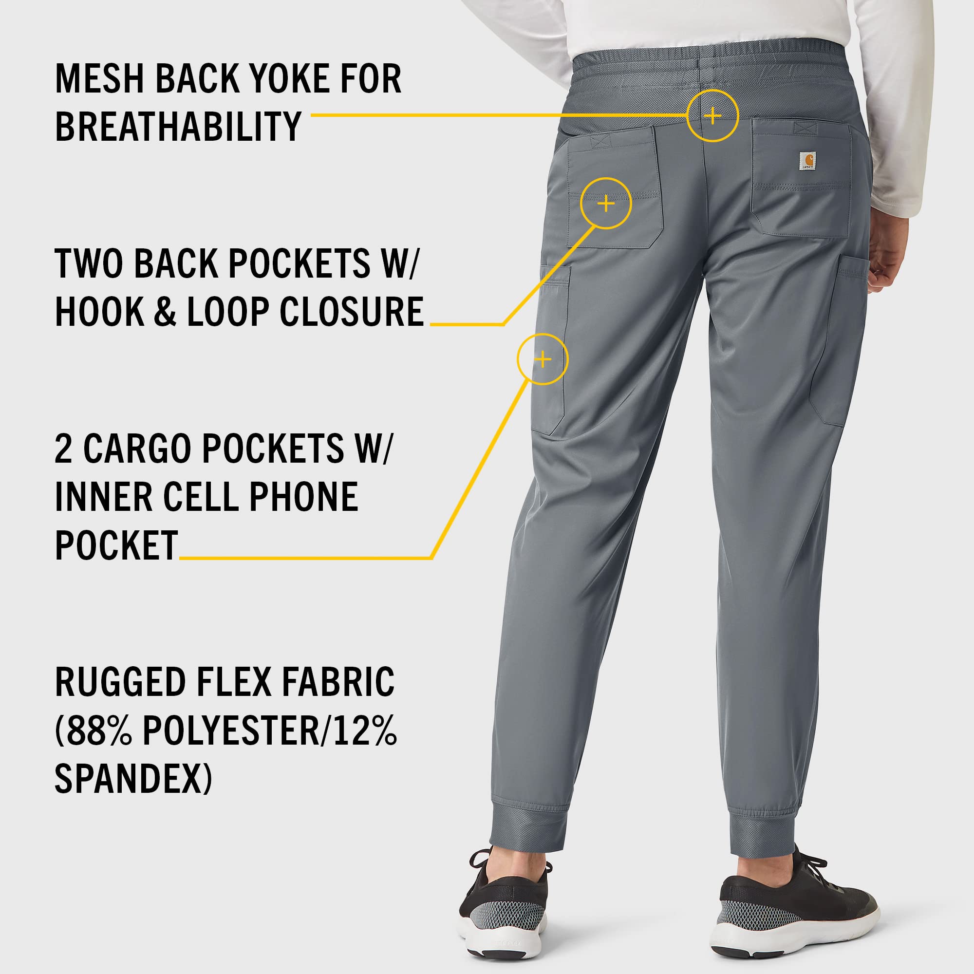 Carhartt Men's Comfort Cargo Jogger Pants - Durable Workwear with Utility Pockets for Construction, Hiking & Outdoor Activities