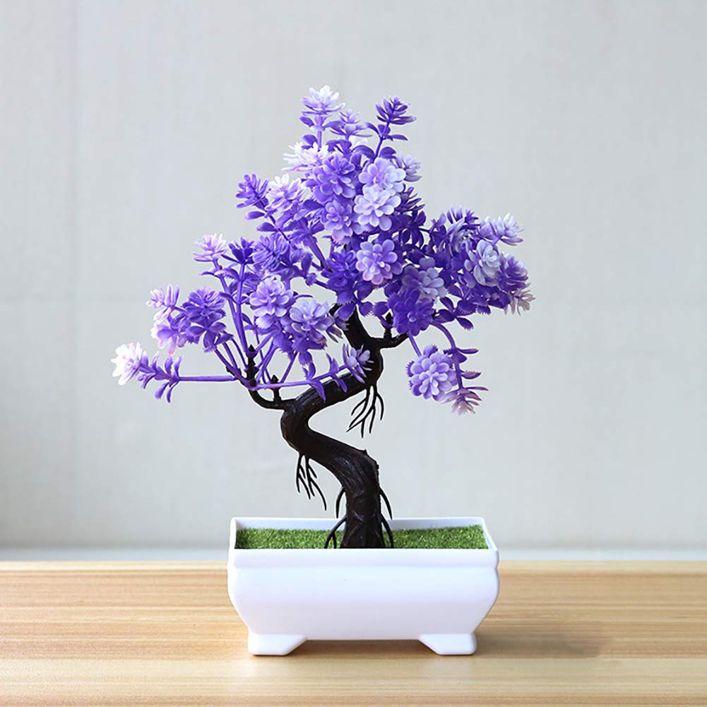 Artificial Bonsai Tree - Realistic Fake Potted Plant for Home Decor, Office, Bathroom, Kitchen, Bookshelf & Garden | Rose Red Simulation Plant for Table Centerpieces & Indoor Greenery