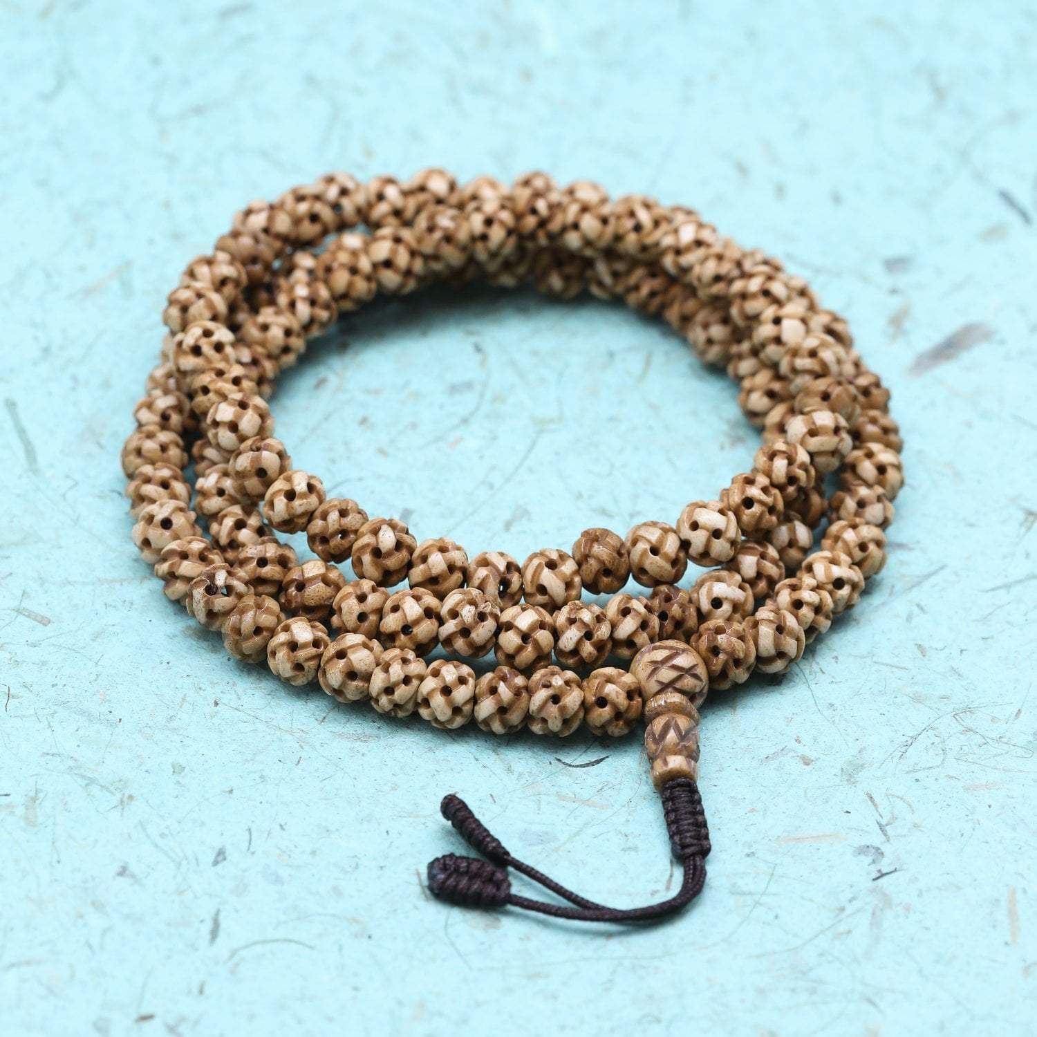 Authentic Himalayan Bone Bead Mala Necklace - 108 Prayer Beads for Meditation, Yoga & Spiritual Healing | Handmade Buddhist & Hindu Prayer Jewelry for Mindfulness & Stress Relief