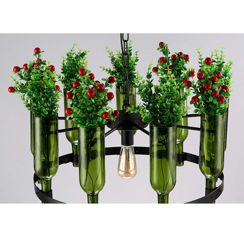 Creative Glass Wine Bottle Chandelier Ceiling Light - E27/G9 Base Artificial Plant Pendant Lamp for Indoor Decoration, Restaurant & Home Lighting | Perfect for Dining Room, Bar, Cafe and Living Room Ambiance