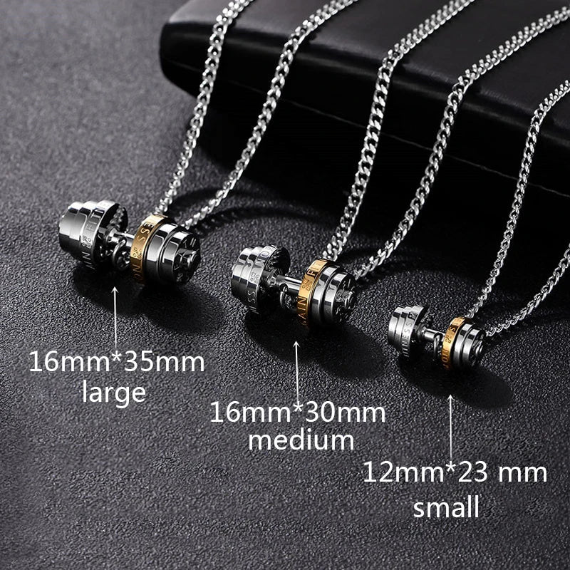 Stainless Steel Barbell Necklace for Men - Gym Jewelry & Couple Pendant - Durable Fashion Necklace for Workout Lovers & Gift Giving