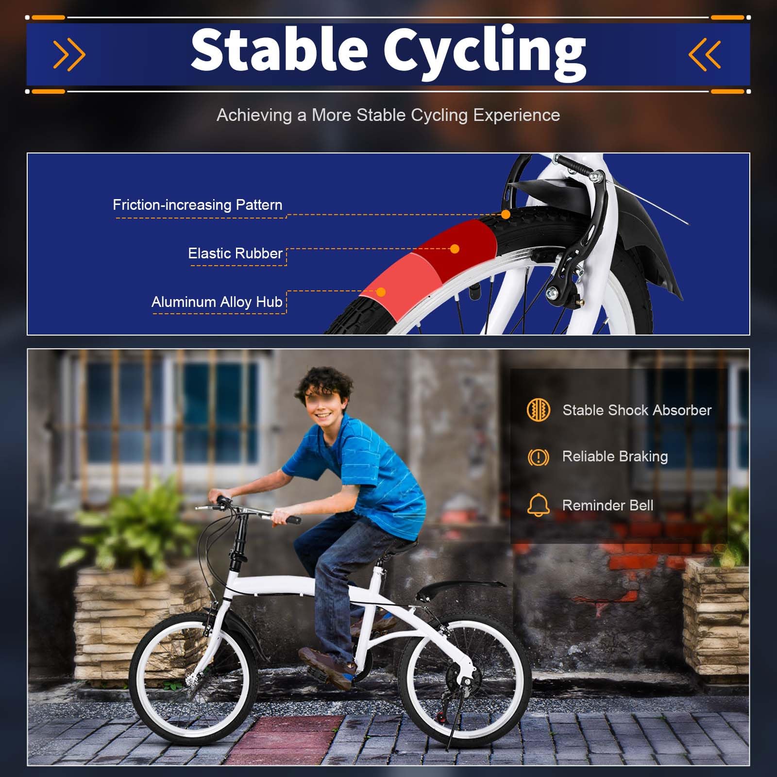 20 Inch Folding Bike for Adults - 6 Speed Shifter, Carbon Steel Frame, Portable & Lightweight Road Bike - Adjustable Height for Men & Women - Perfect for Commuting, Travel & Urban Riding