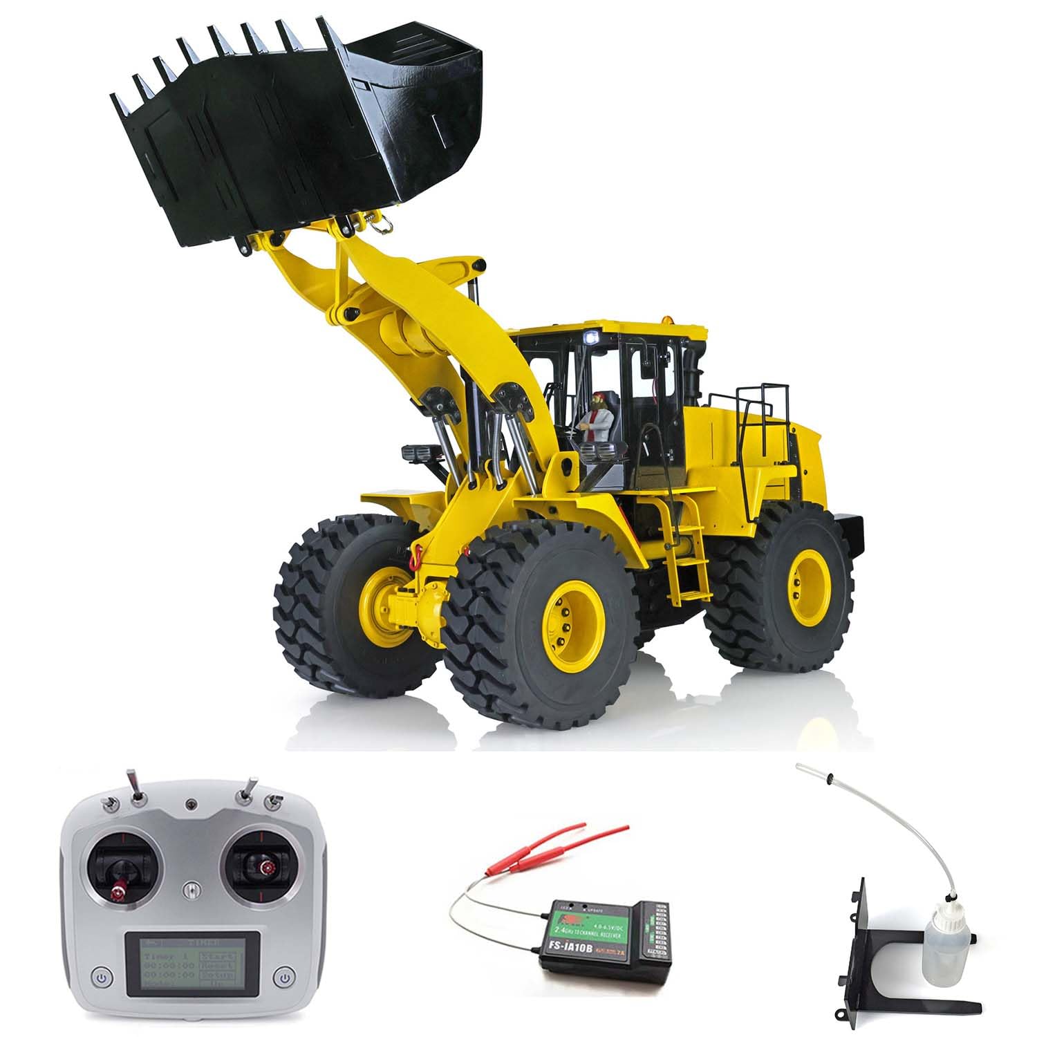 TOUCAN XDRC 1/14 Scale Metal RC Hydraulic Loader Truck - Wa470 Fully Assembled Remote Control Car with ESC, Motor, Servo, LED Lights & Sound Effects - Perfect for Construction Site Simulation & RC Hobby Enthusiasts