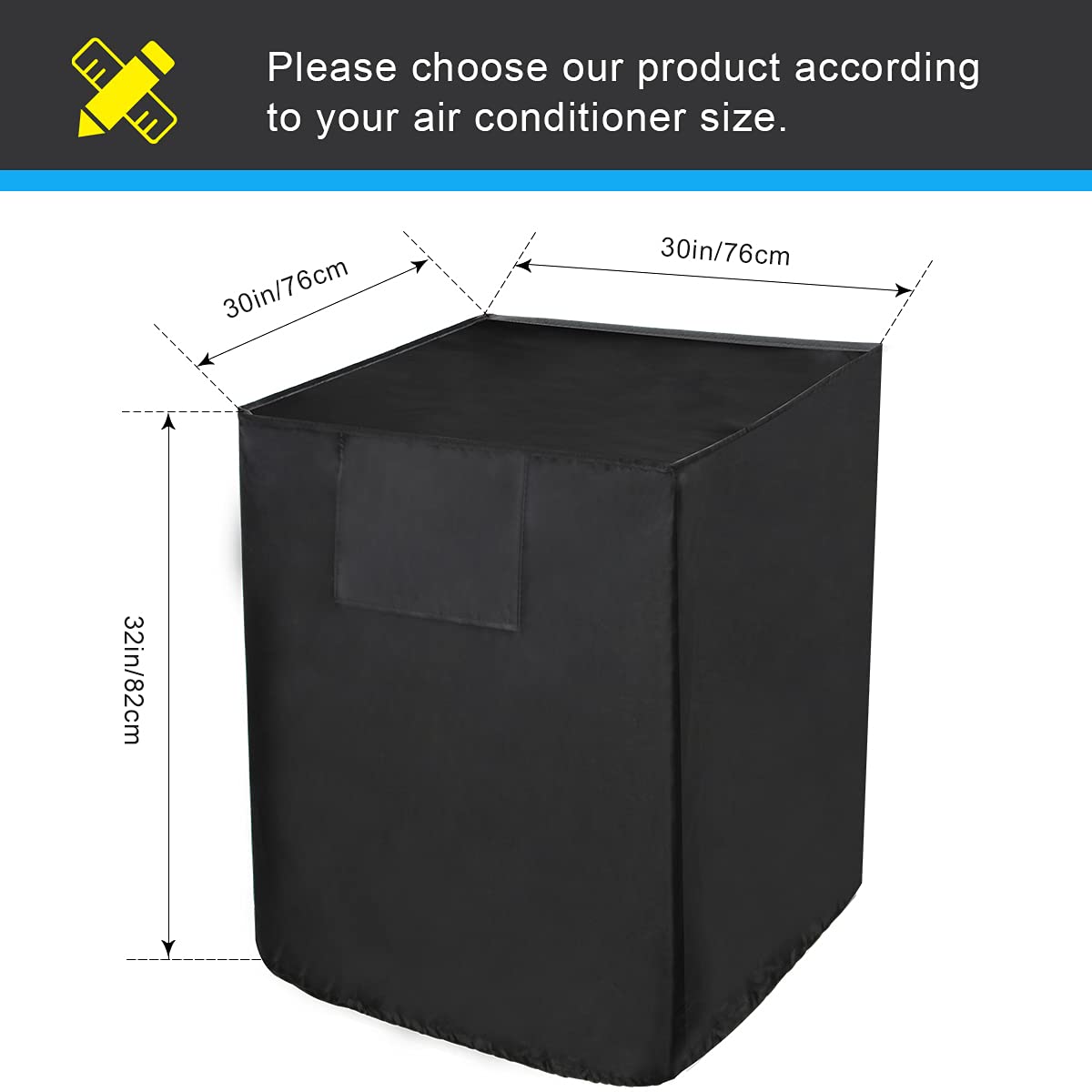 Luxiv Heavy Duty Outdoor AC Cover - 30W x 30D x 32H Black Waterproof Air Conditioner Cover for Central Units | Dust-Proof Protection | All-Weather Use for Patio, Backyard & Home Exterior