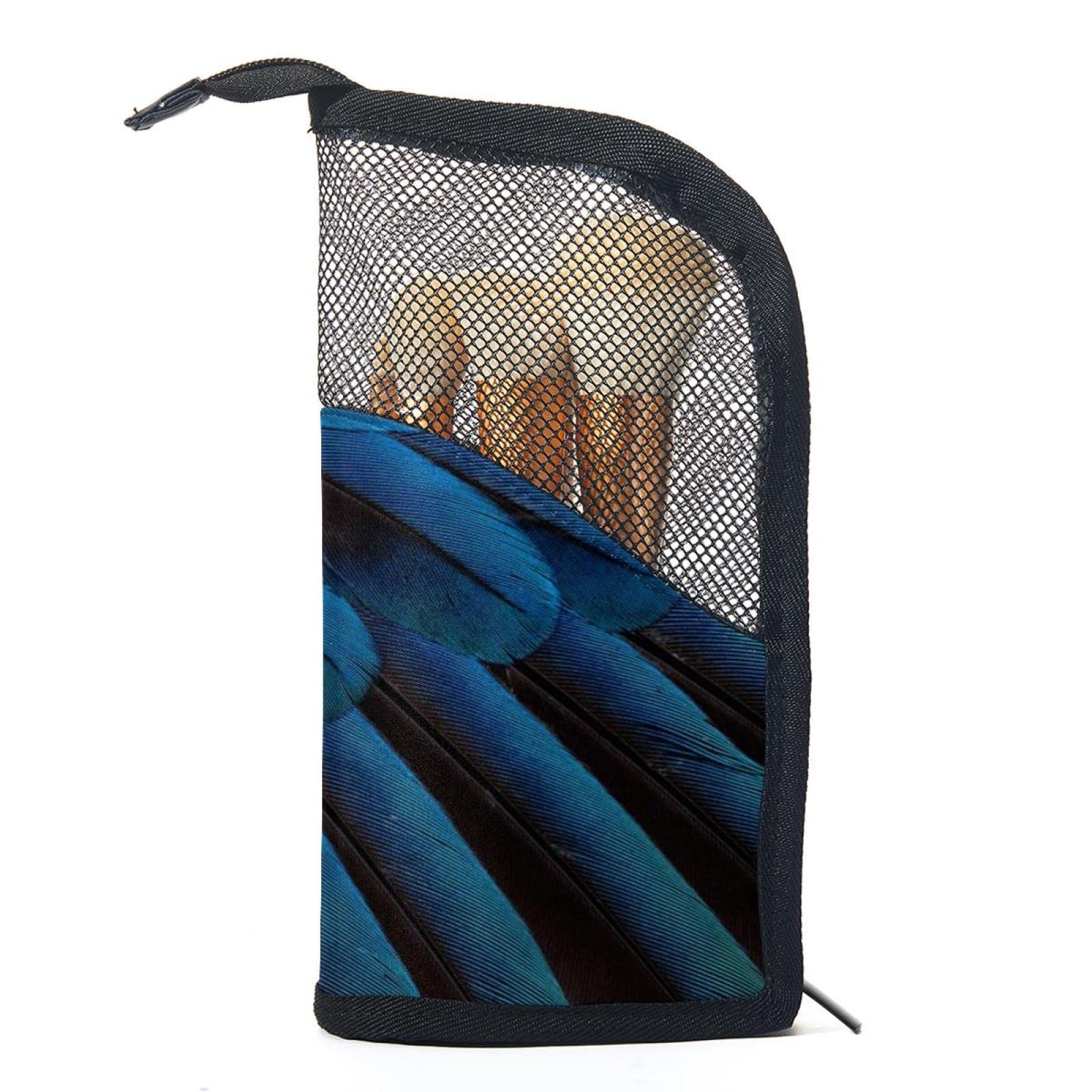 Premium 12-Piece Makeup Brush Organizer Bag with Eagle Feather Texture - Portable Cosmetic Brush Holder Case for Travel & Professional Makeup Artists
