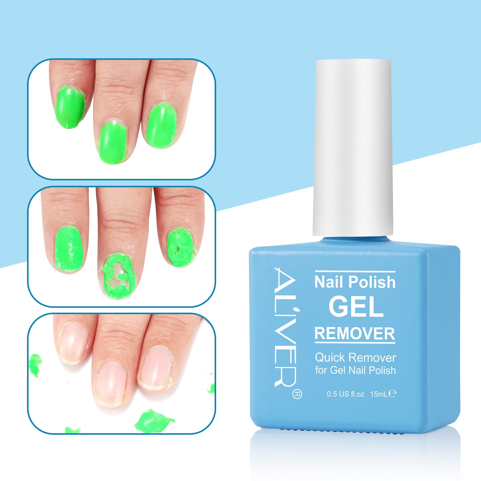 Professional Gel Nail Polish Remover (3 Pack) - Fast Soak Off Formula for Salon & Home Manicures - Easy to Use Nail Care Solution for Gel & Acrylic Nails Removal