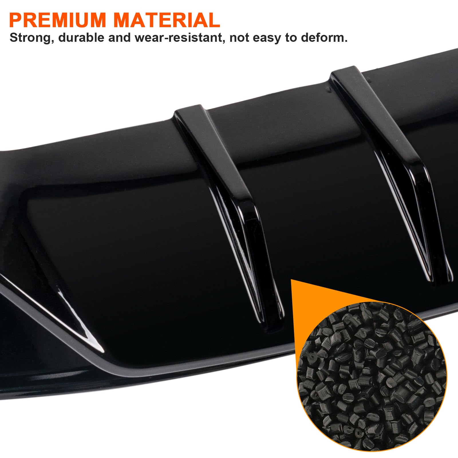 2022-2024 Honda Civic 11th Gen Rear Bumper Diffuser Lip with LED Lights - Glossy Black MC Style Aerodynamic Body Kit for 4-Door Sedan | Enhanced Night Visibility & Sporty Styling Upgrade