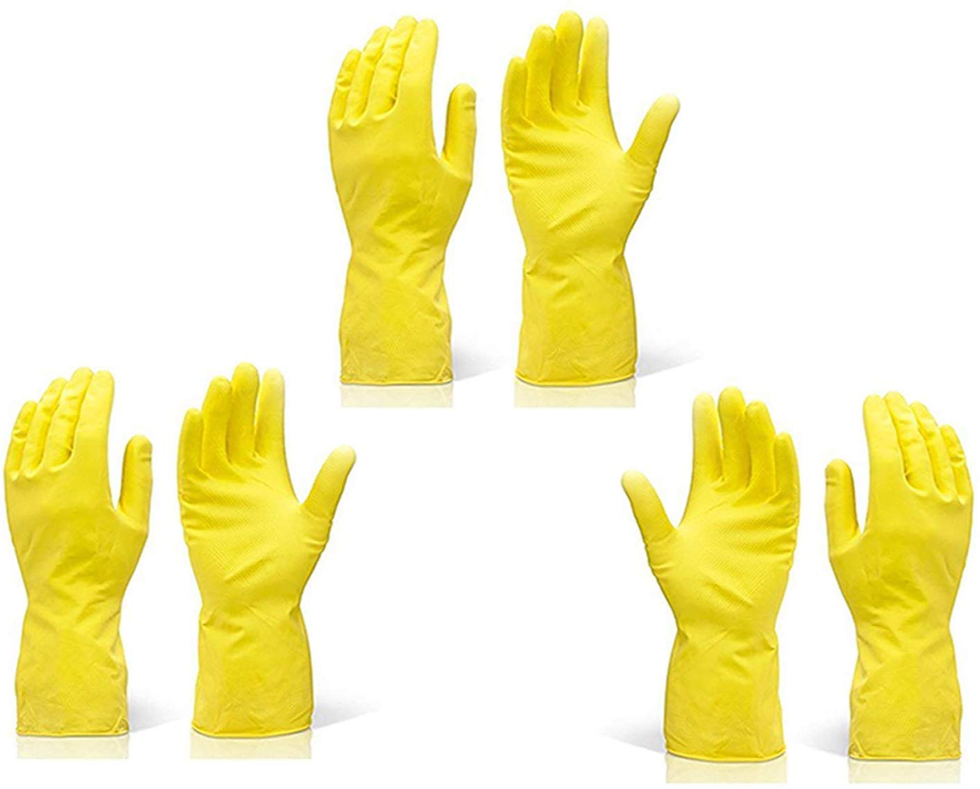 Macklon® Rubber Stretchable Cleaning Gloves - 3 Pairs Multi-Color for Dishwashing, Kitchen Cleaning & Household Chores - Durable Latex Gloves for Washing Dishes, Car Detailing & Gardening