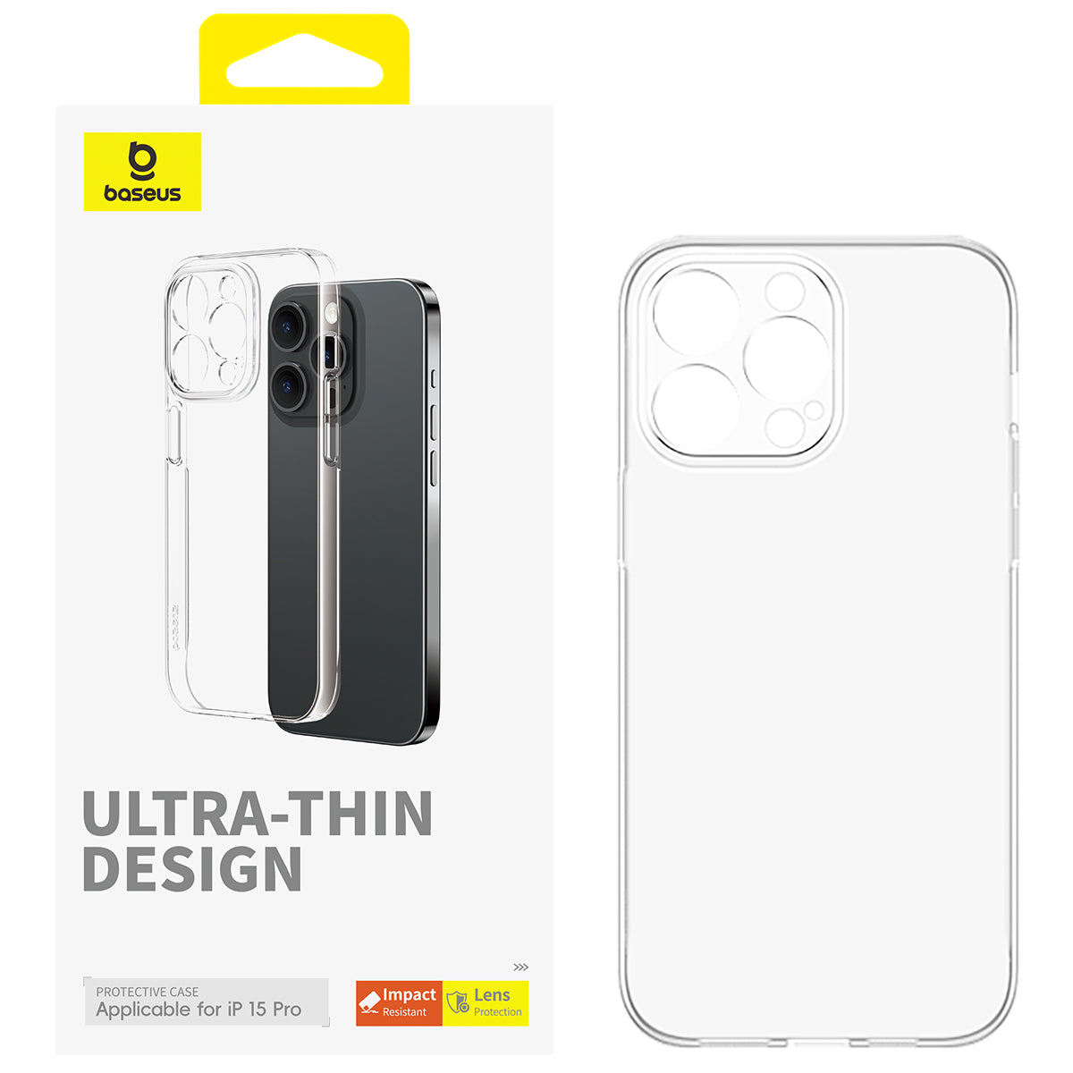Ultra Thin Clear Baseus Lucent Series Case for iPhone 15 Pro - Slim Protective Cover for Everyday Use & Travel