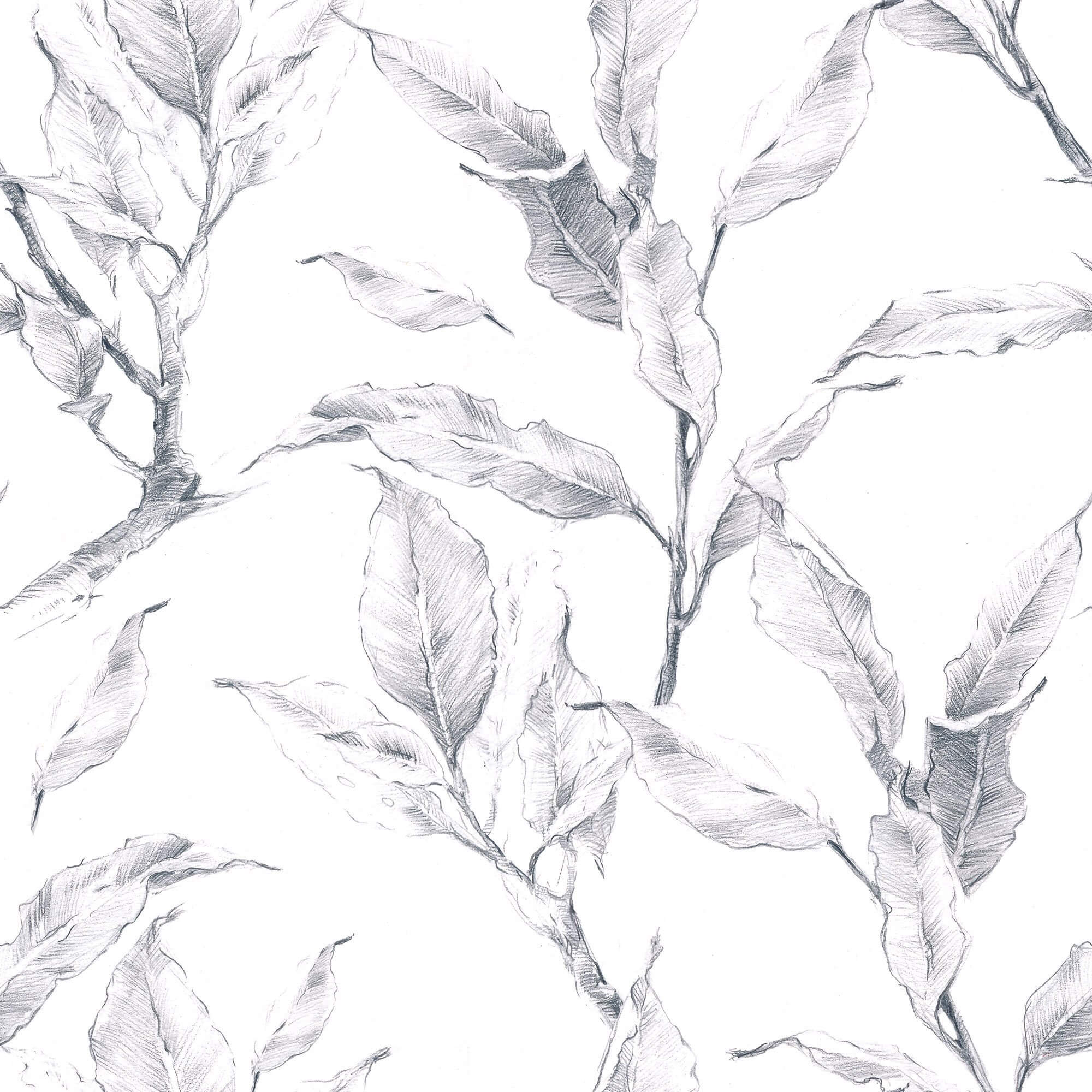Grey Floral Peel and Stick Removable Wallpaper 4492 - Self-Adhesive Decorative Wall Covering for Bedroom, Living Room & Home Office