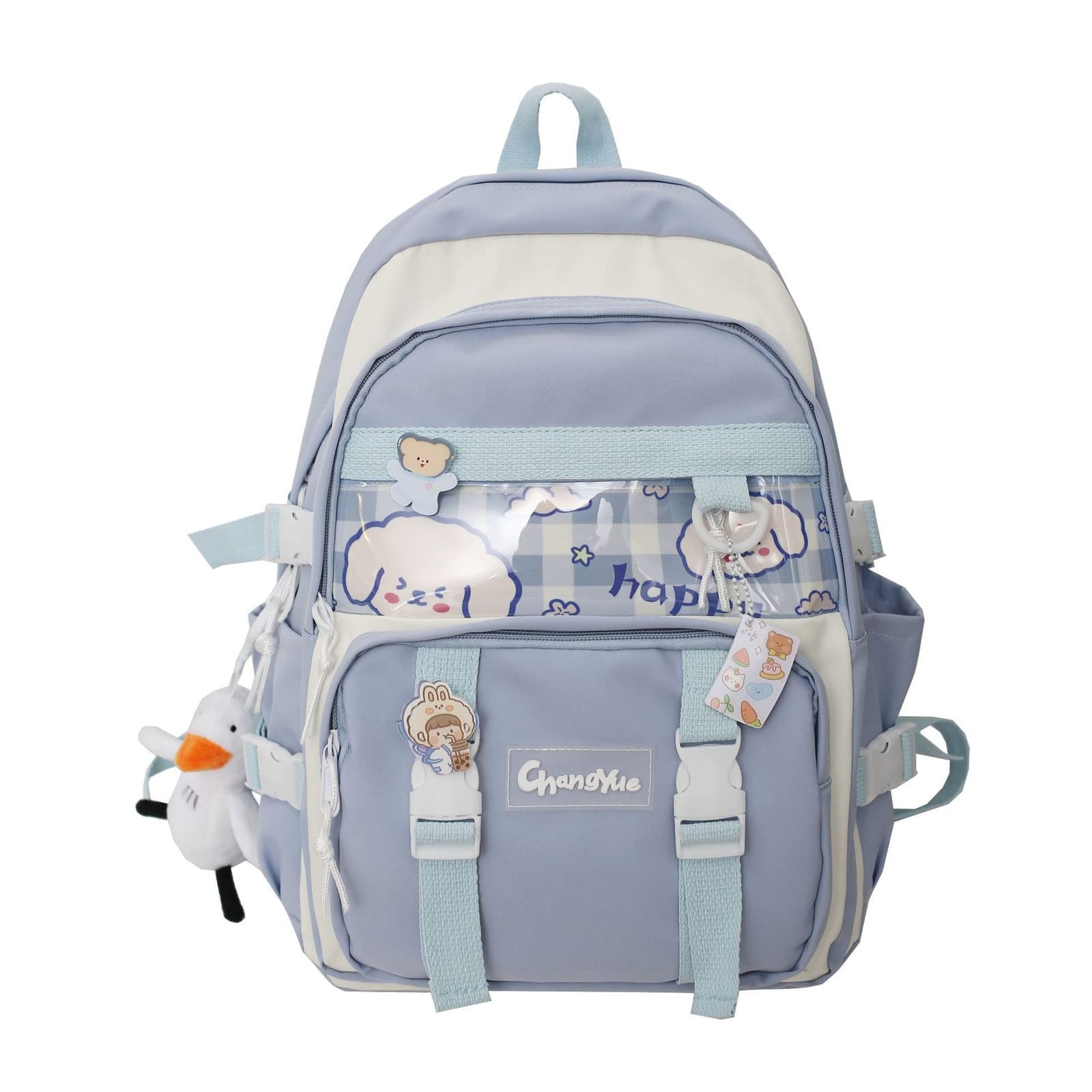 CYANG Kawaii Backpack with Pins - Cute Aesthetic Japanese School & Laptop Backpack for Women, Work Bag, One Size - Perfect for School, College, Work & Travel
