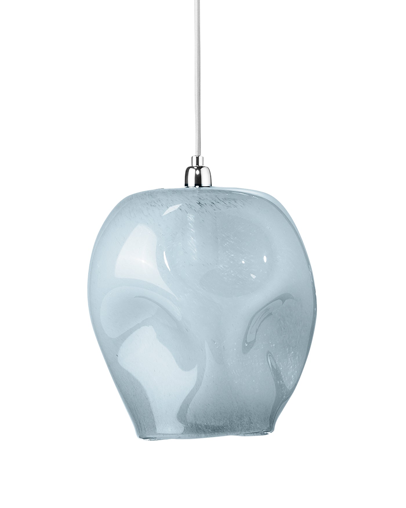 Cornflower Blue Dimpled Glass Pendant Light - Handmade Bohemian Style Ceiling Fixture for Dining Room, Bedroom & Living Room Decor